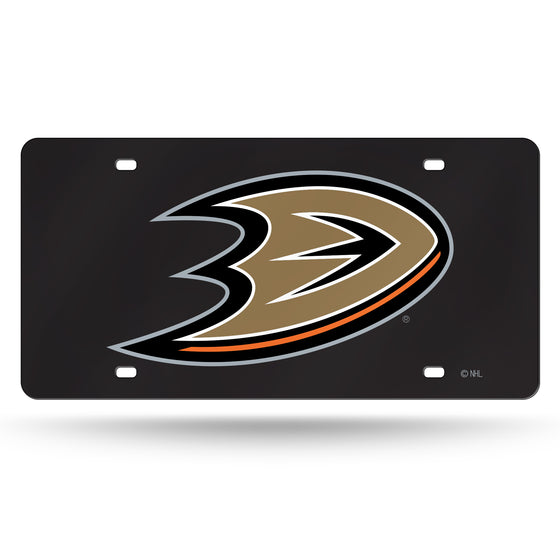 NHL Hockey Anaheim Ducks Black 12" x 6" Laser Cut Tag For Car/Truck/SUV - Automobile Décor