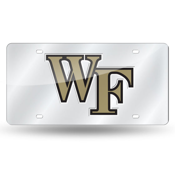 NCAA  Wake Forest Demon Deacons  12" x 6" Silver Laser Cut Tag For Car/Truck/SUV - Automobile Décor