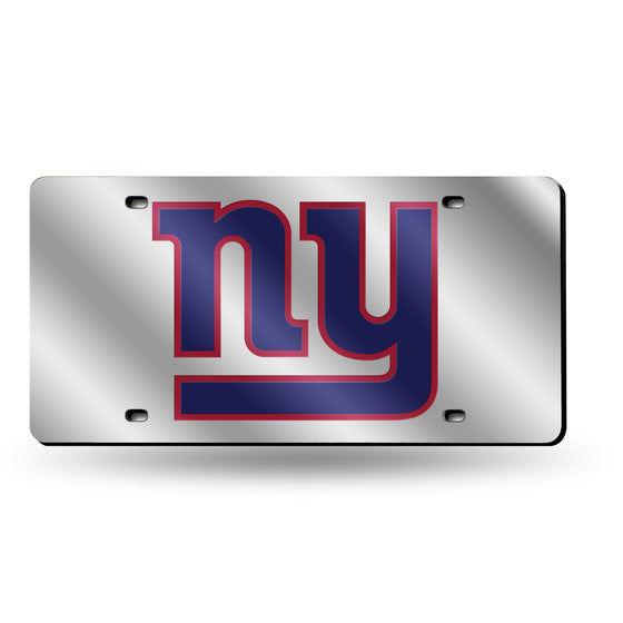 NFL Football New York Giants Silver 12" x 6" Silver Laser Cut Tag For Car/Truck/SUV - Automobile Décor