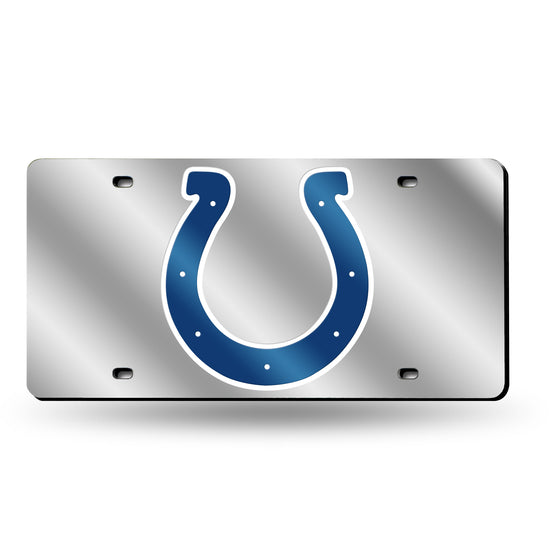 NFL Football Indianapolis Colts Silver 12" x 6" Silver Laser Cut Tag For Car/Truck/SUV - Automobile Décor