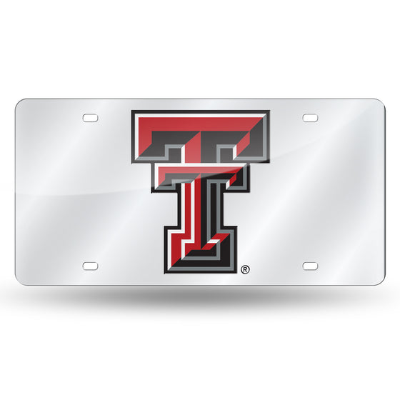 NCAA  Texas Tech Red Raiders Silver 12" x 6" Silver Laser Cut Tag For Car/Truck/SUV - Automobile Décor