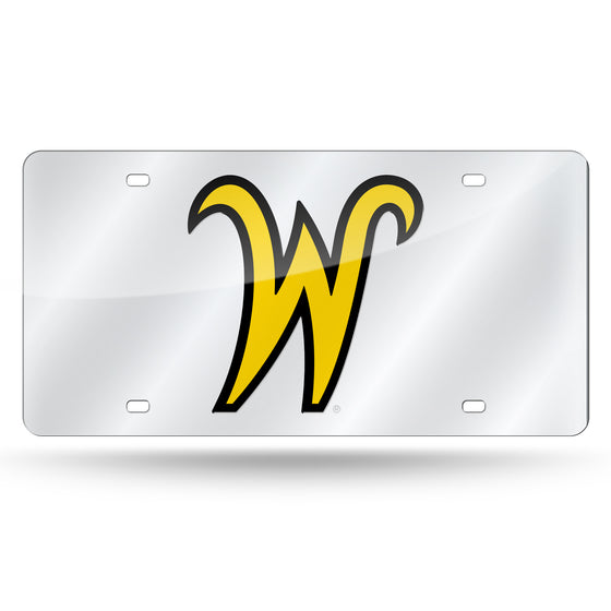 NCAA  Wichita State Shockers  12" x 6" Silver Laser Cut Tag For Car/Truck/SUV - Automobile Décor