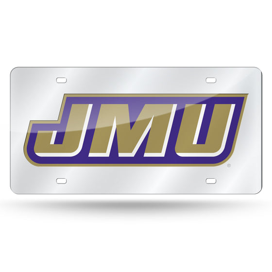 NCAA  James Madison Dukes  12" x 6" Silver Laser Cut Tag For Car/Truck/SUV - Automobile Décor