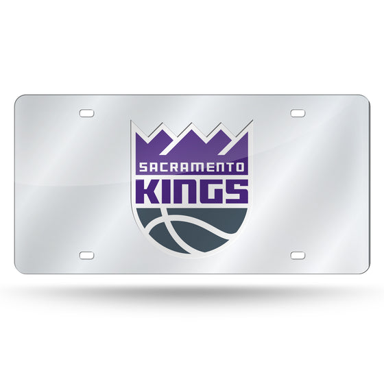 NBA Basketball Sacramento Kings Silver 12" x 6" Silver Laser Cut Tag For Car/Truck/SUV - Automobile Décor