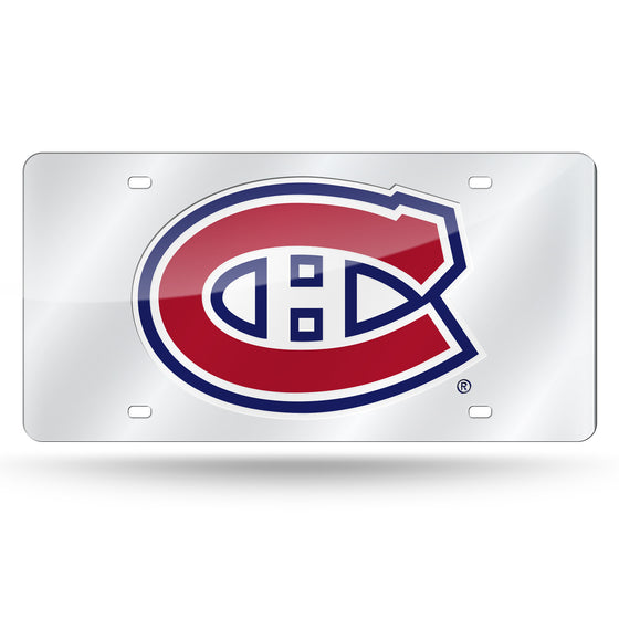 NHL Hockey Montreal Canadiens Silver 12" x 6" Silver Laser Cut Tag For Car/Truck/SUV - Automobile Décor
