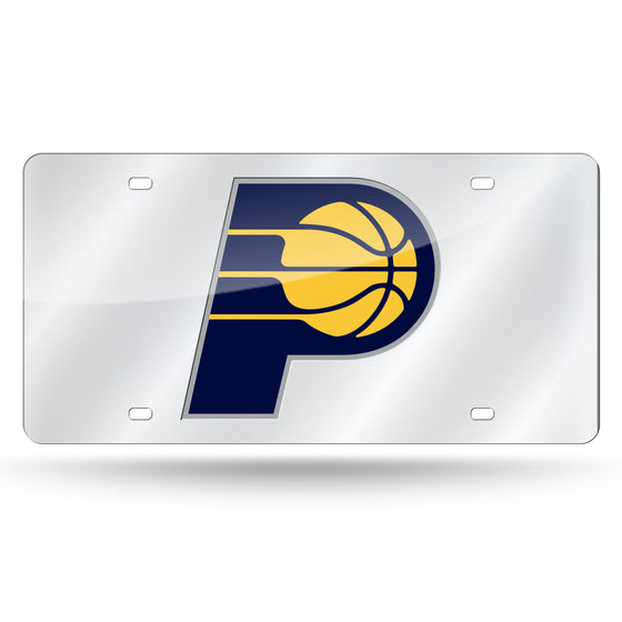 NBA Basketball Indiana Pacers Silver 12" x 6" Silver Laser Cut Tag For Car/Truck/SUV - Automobile Décor