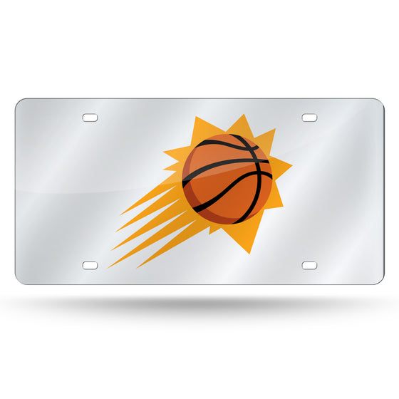 NBA Basketball Phoenix Suns  12" x 6" Silver Laser Cut Tag For Car/Truck/SUV - Automobile Décor