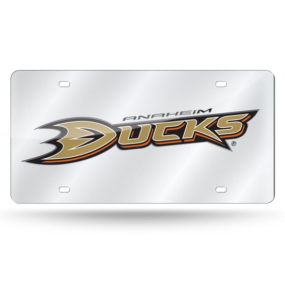 NHL Hockey Anaheim Ducks Silver 12" x 6" Silver Laser Cut Tag For Car/Truck/SUV - Automobile Décor