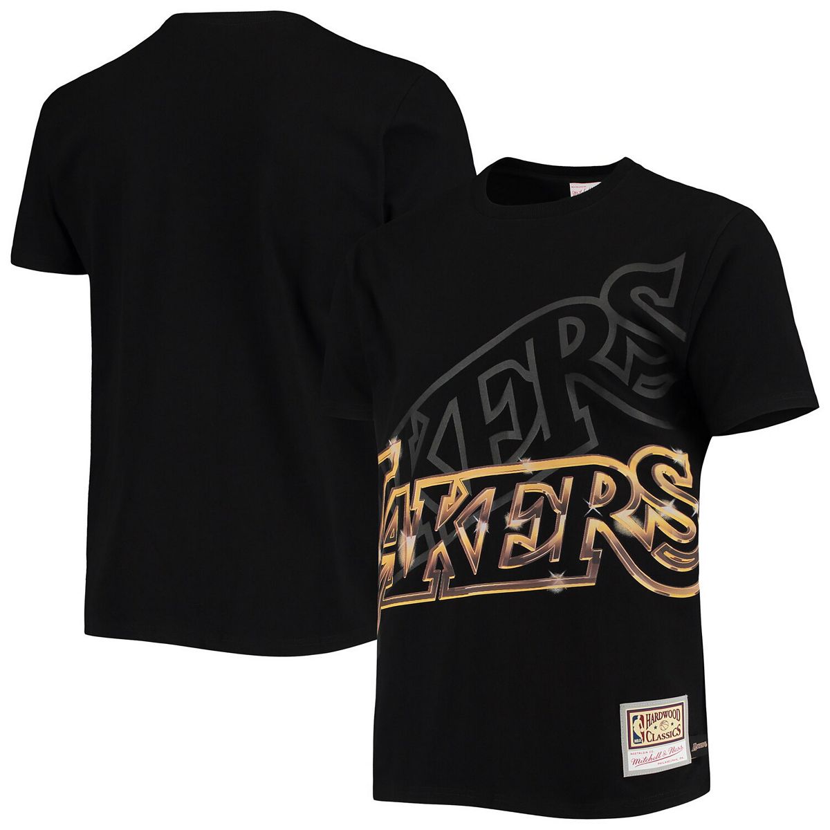 Los Angeles Lakers Mitchell & Ness Black Big Face 4.0 T-Shirt - Sports Collectibles, Sports Memorabilia, Sports Fan Shop, Sports Gifts