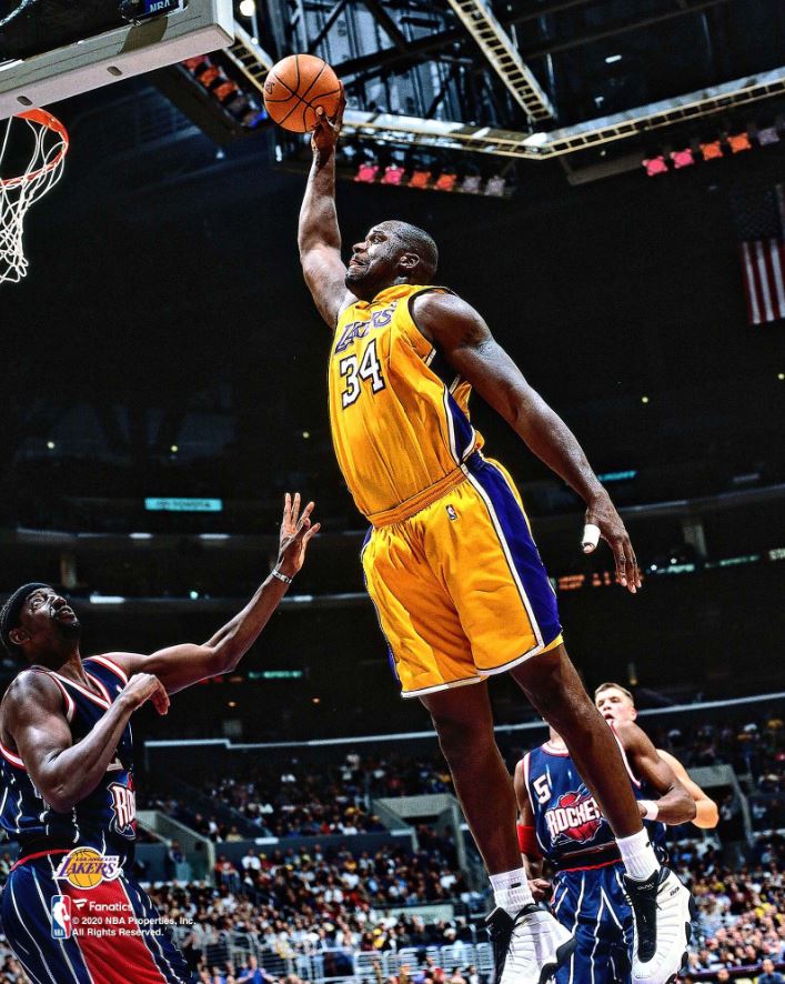 Shaquille O'Neal v. Rockets Los Angeles Lakers 8" x 10" Basketball Photo - Sports Collectibles, Sports Memorabilia, Sports Fan Shop, Sports Gifts