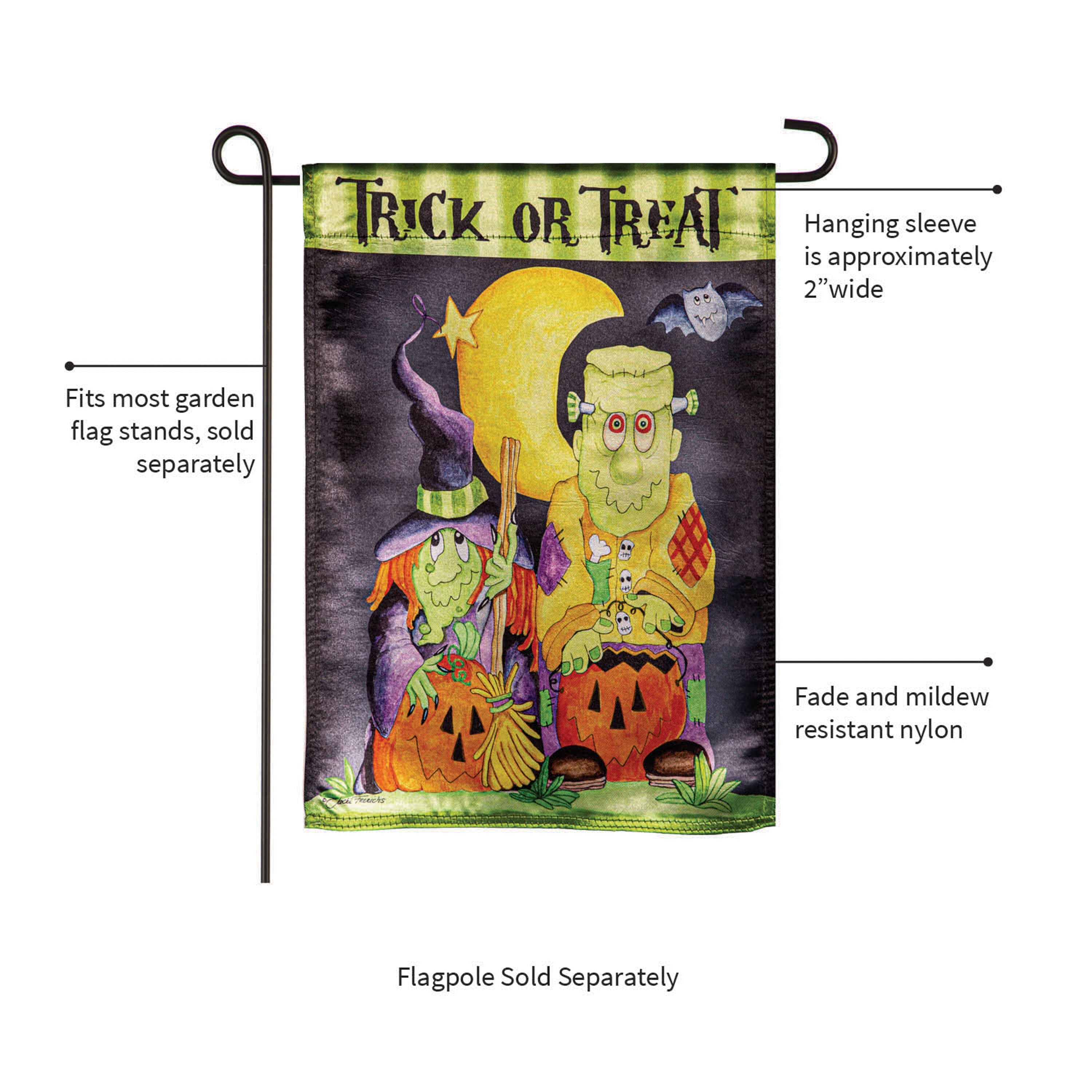 Scary Trick or Treat Lustre Garden Flag - Sports Gifts, Sports Memorabilia, Sports Collectibles, Fan Shop