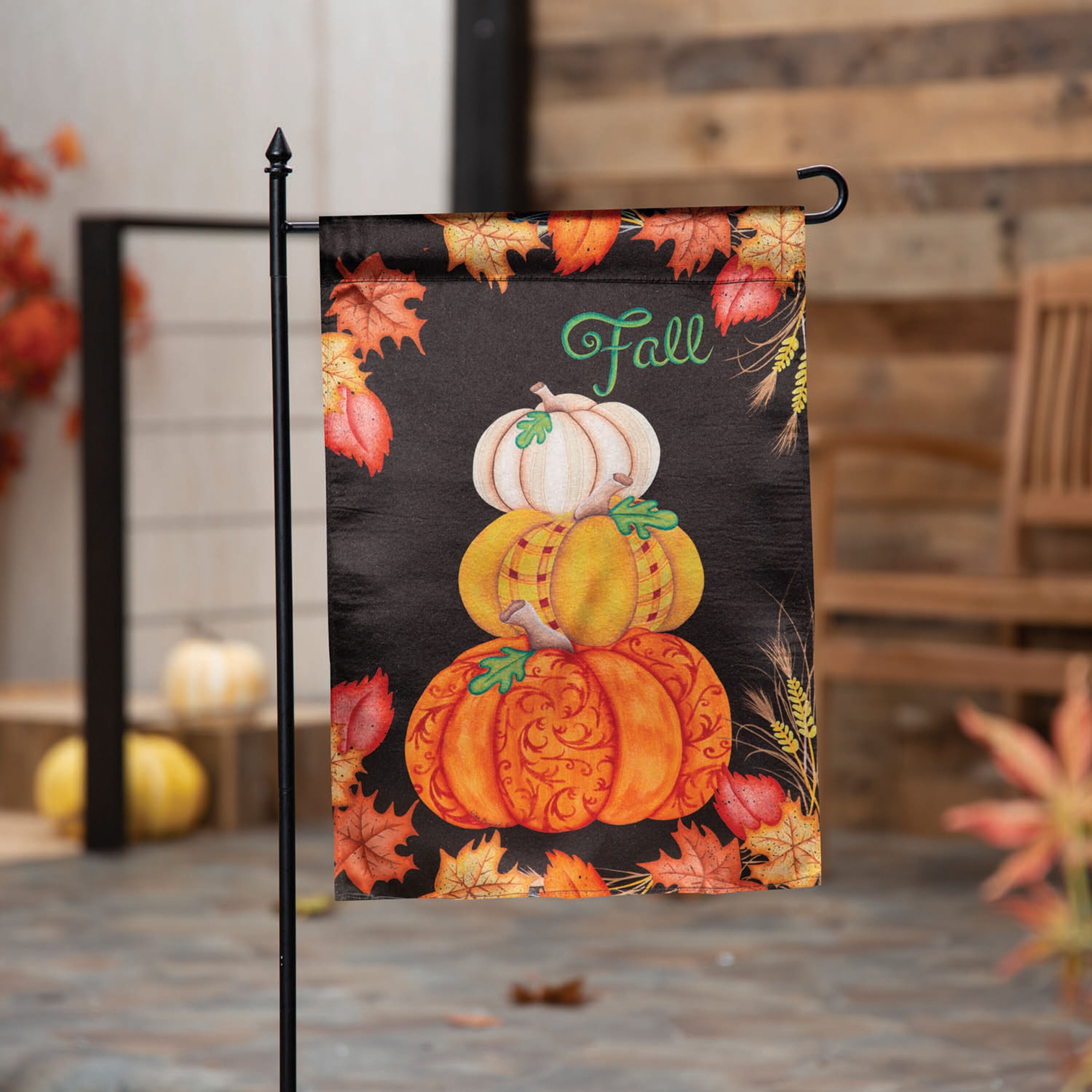 Stacked Pumpkins Lustre Garden Flag