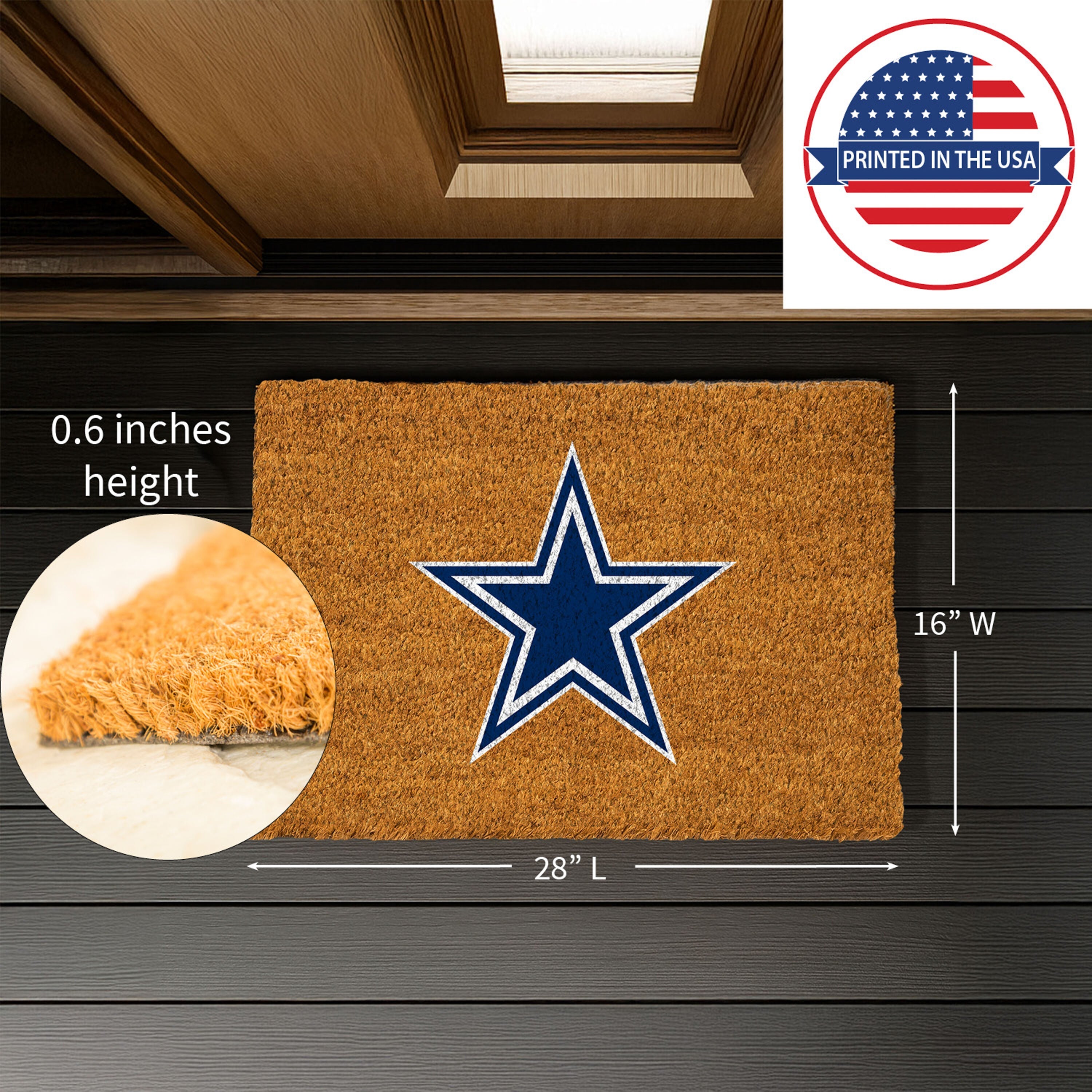 Coir Mat, 16"x28", Dallas Cowboys - Sports Gifts, Sports Memorabilia, Sports Collectibles, Fan Shop