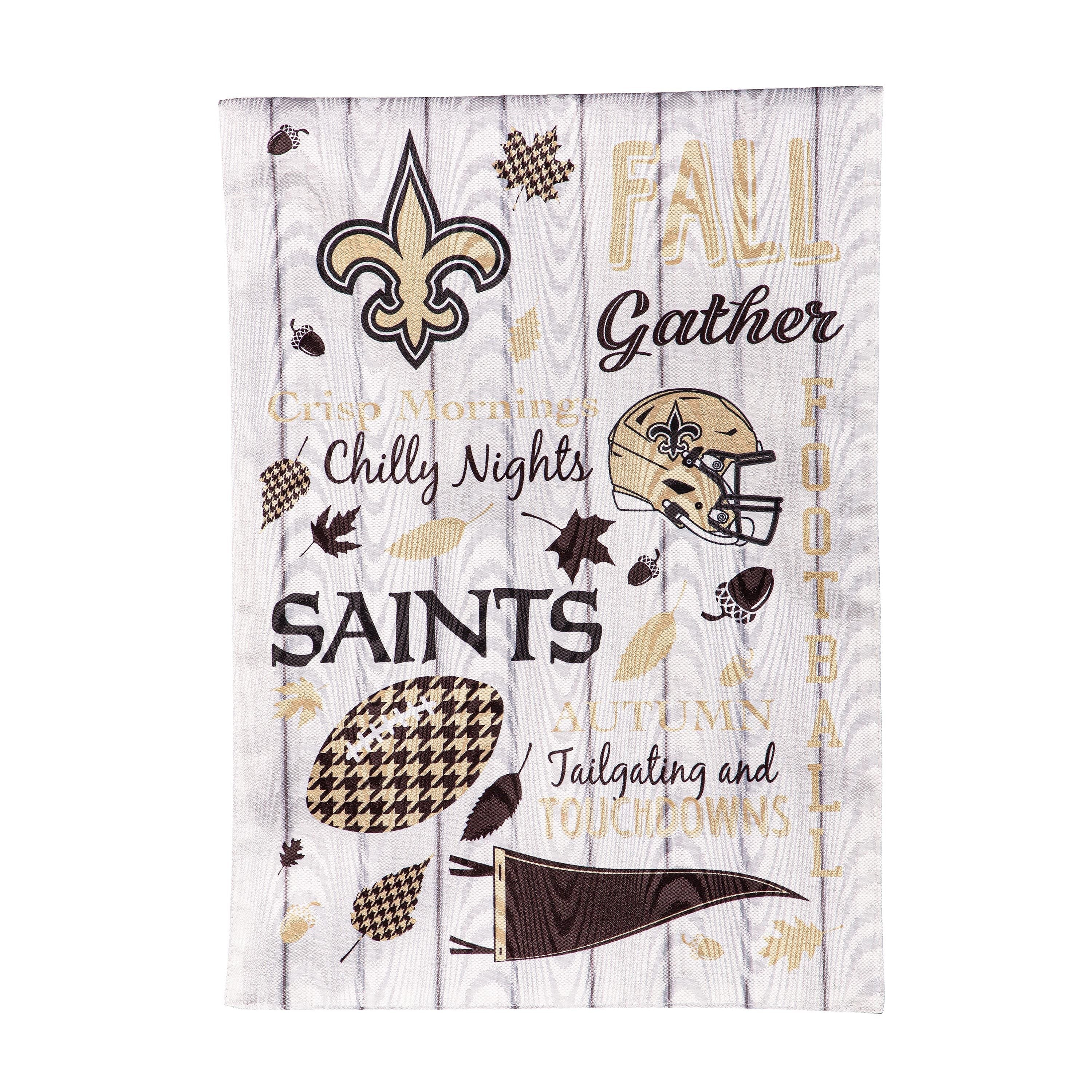 New Orleans Saints, Moire Flag, GDN, Fall Seasonal - Sports Gifts, Sports Memorabilia, Sports Collectibles, Fan Shop