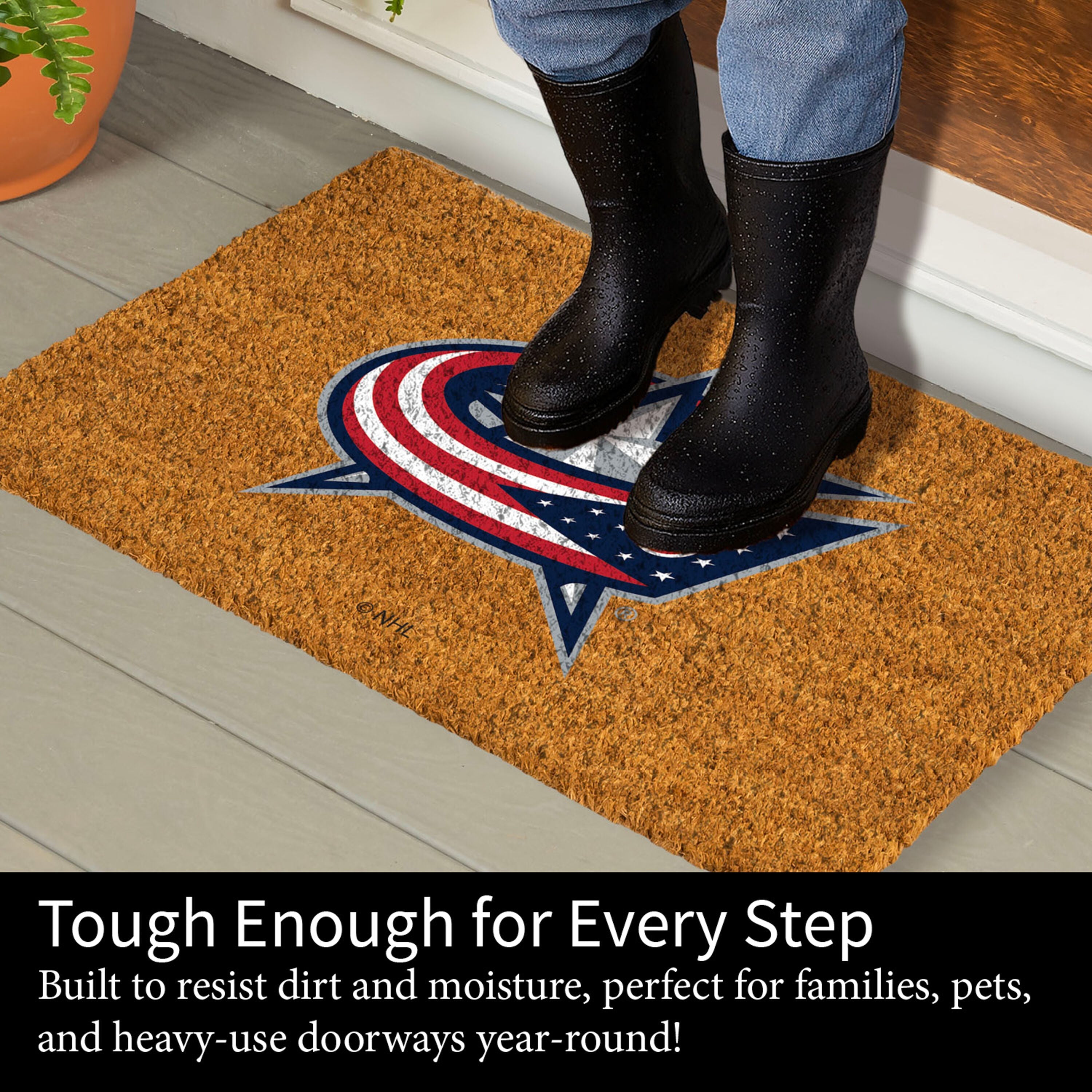 Coir Mat, 16"x28", Columbus Blue Jackets