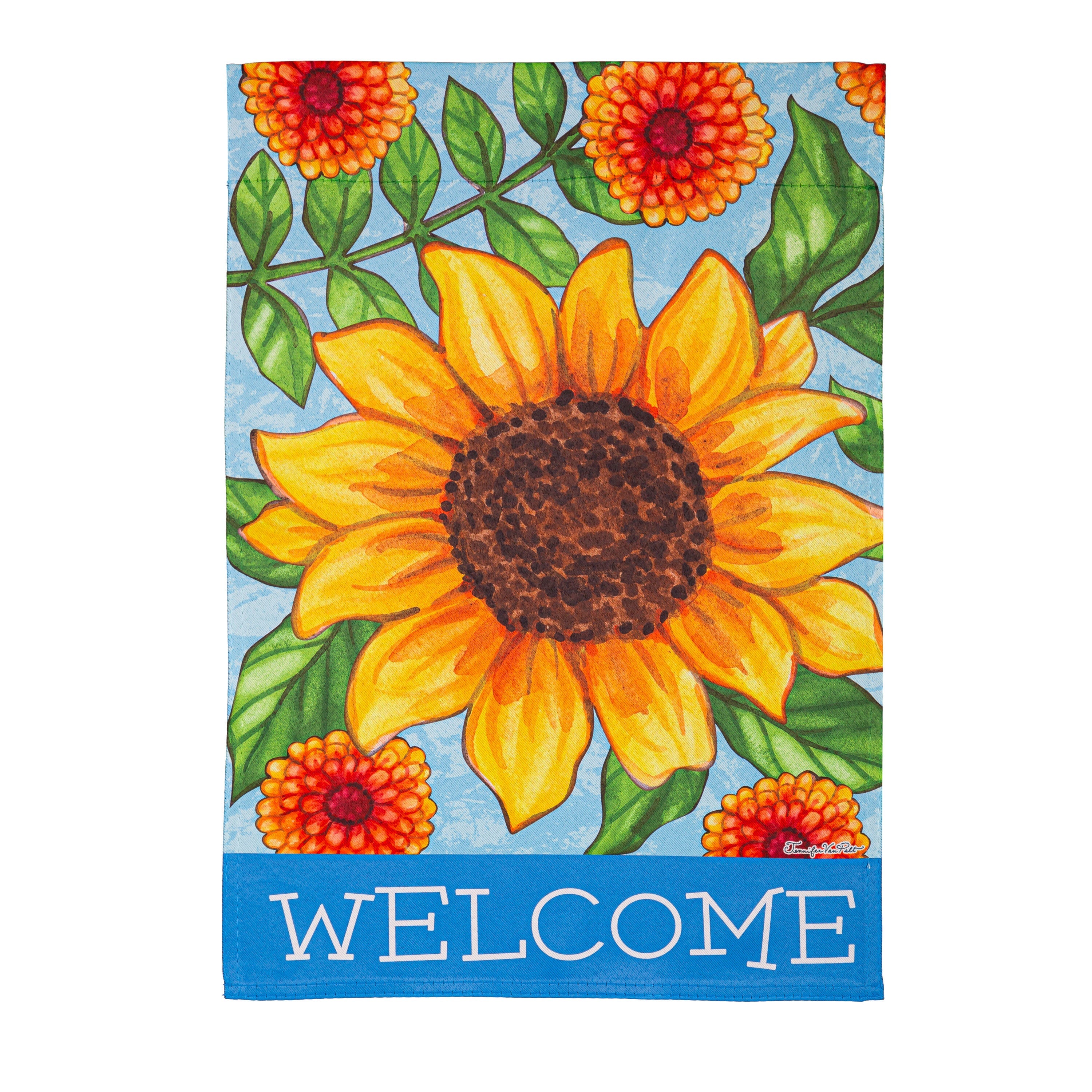 Sunflower Welcome Suede Garden Flag - Sports Gifts, Sports Memorabilia, Sports Collectibles, Fan Shop