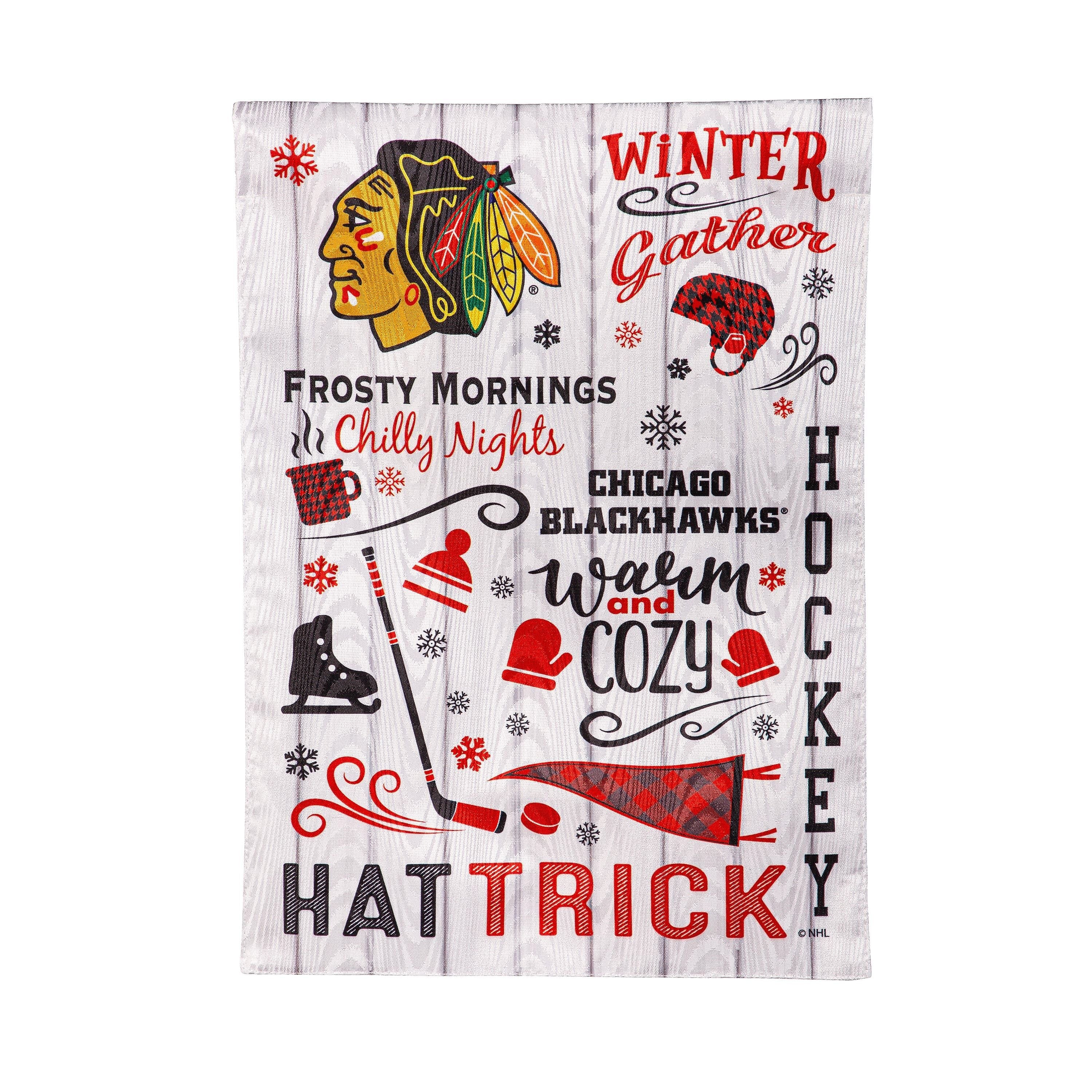 Chicago Blackhawks, Moire Flag, GDN, Fall Seasonal - Sports Gifts, Sports Memorabilia, Sports Collectibles, Fan Shop