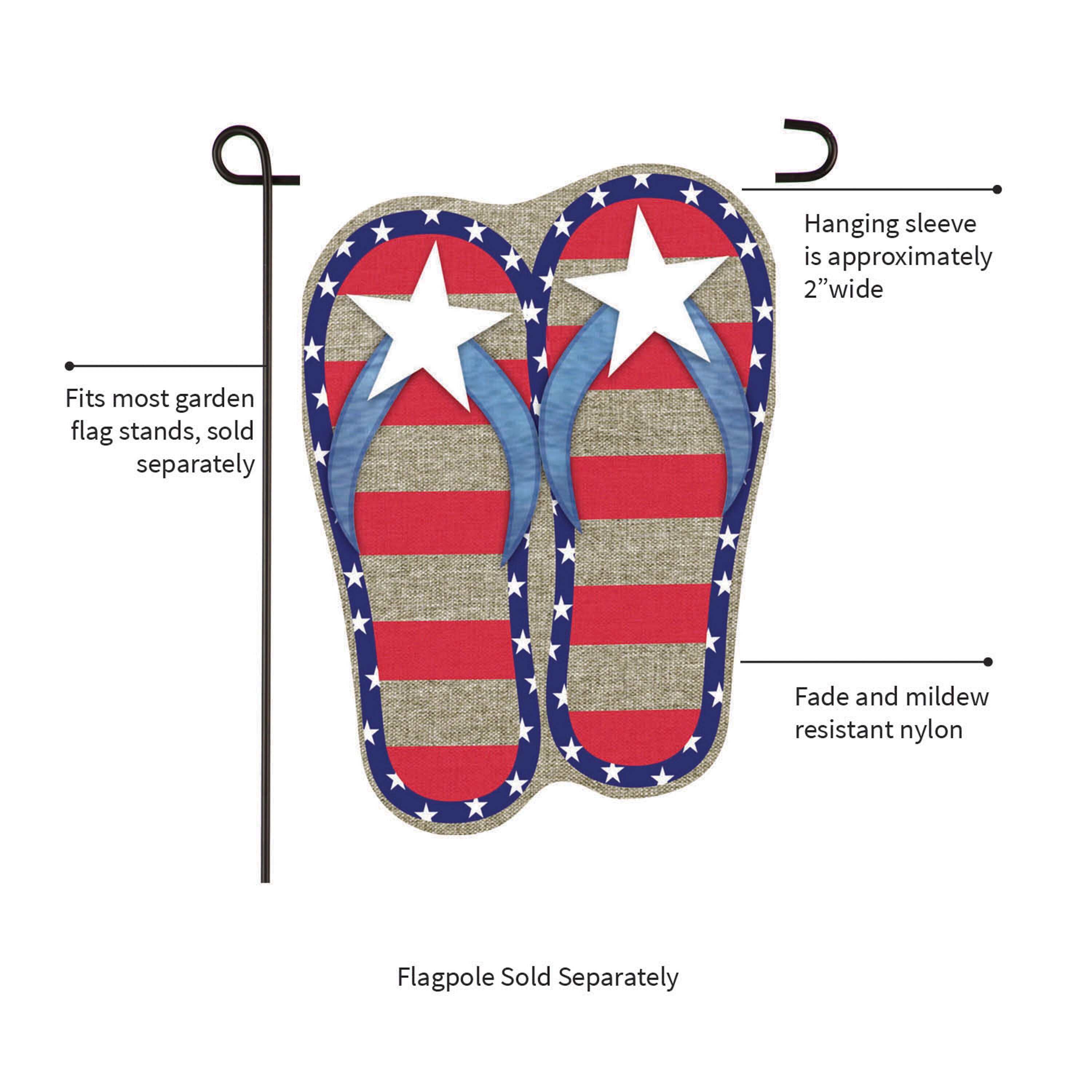 Garden Burlap Patriotic Flip Flops Flag - Sports Gifts, Sports Memorabilia, Sports Collectibles, Fan Shop