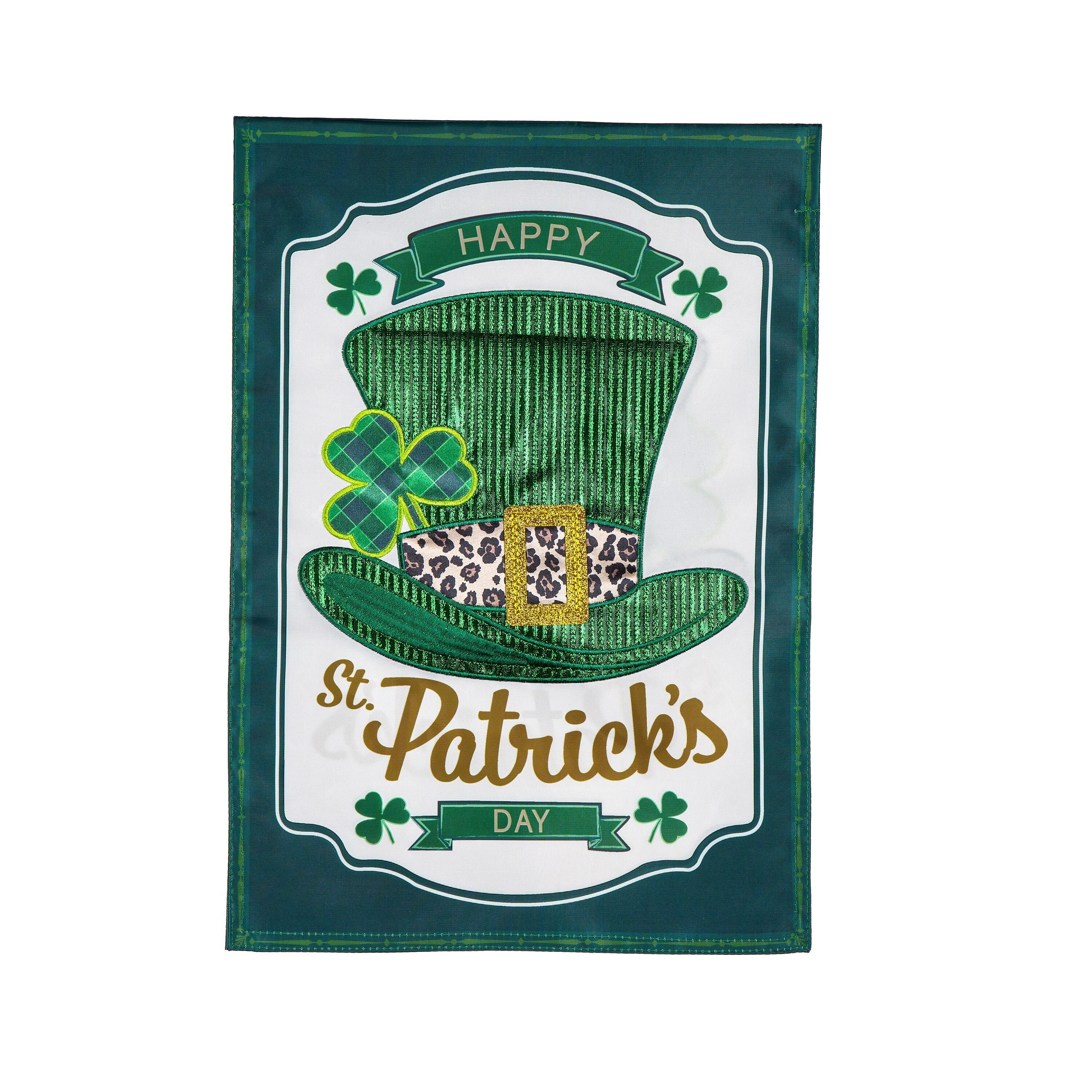 St. Patrick's Day Top Hat Applique Garden Flag - Sports Gifts, Sports Memorabilia, Sports Collectibles, Fan Shop