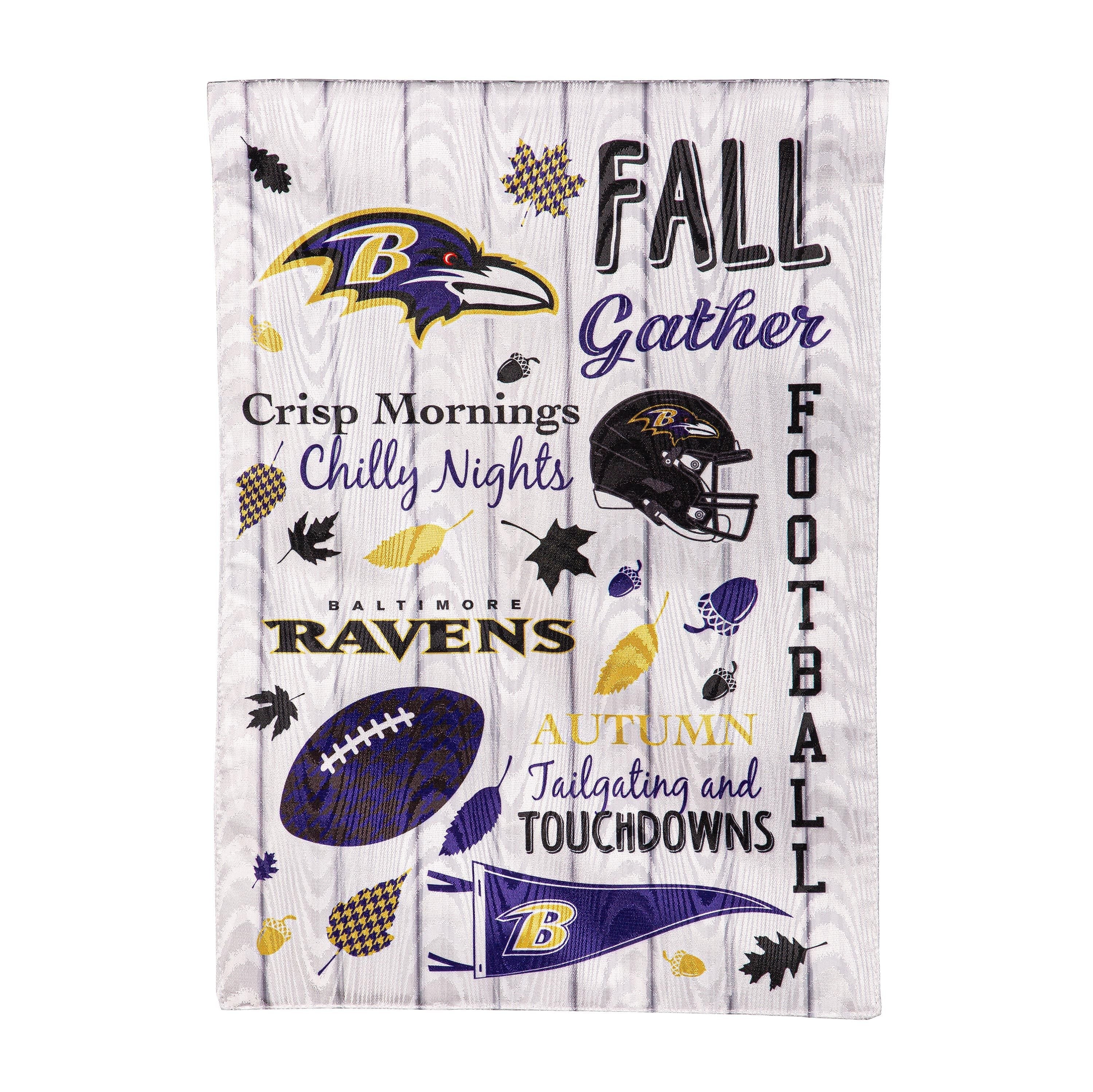 Baltimore Ravens, Moire Flag, GDN, Fall Seasonal - Sports Gifts, Sports Memorabilia, Sports Collectibles, Fan Shop