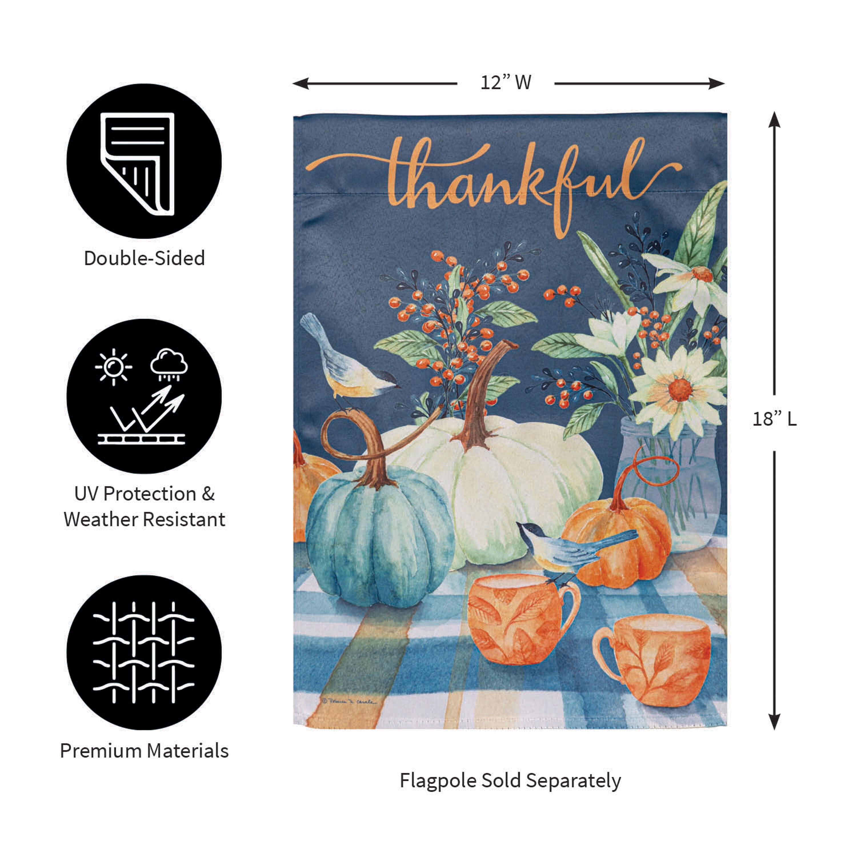 Thankful Harvest Suede Garden Flag - Sports Gifts, Sports Memorabilia, Sports Collectibles, Fan Shop
