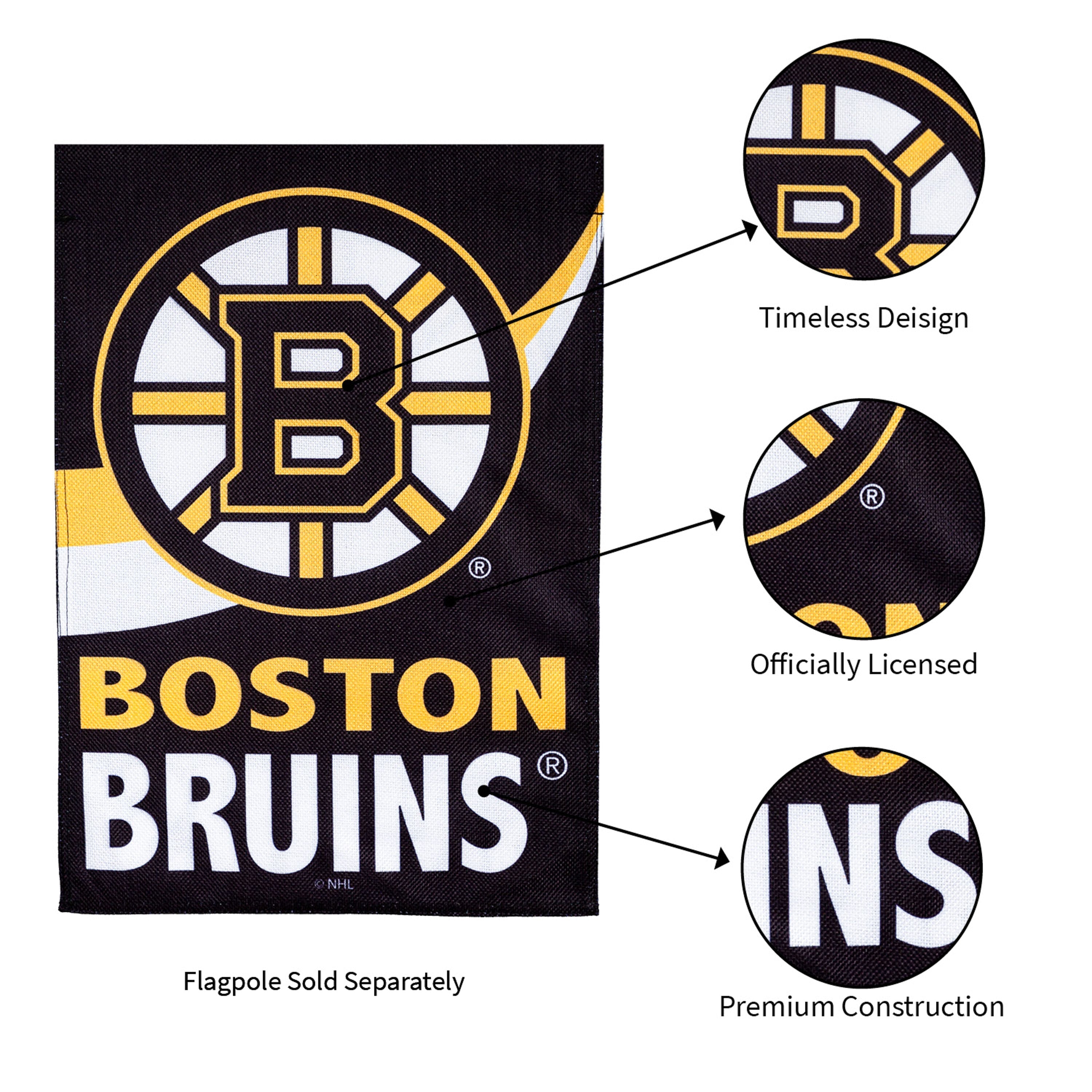 NHL Hockey Burlap Garden Flag, Boston Bruins - Sports Gifts, Sports Memorabilia, Sports Collectibles, Fan Shop