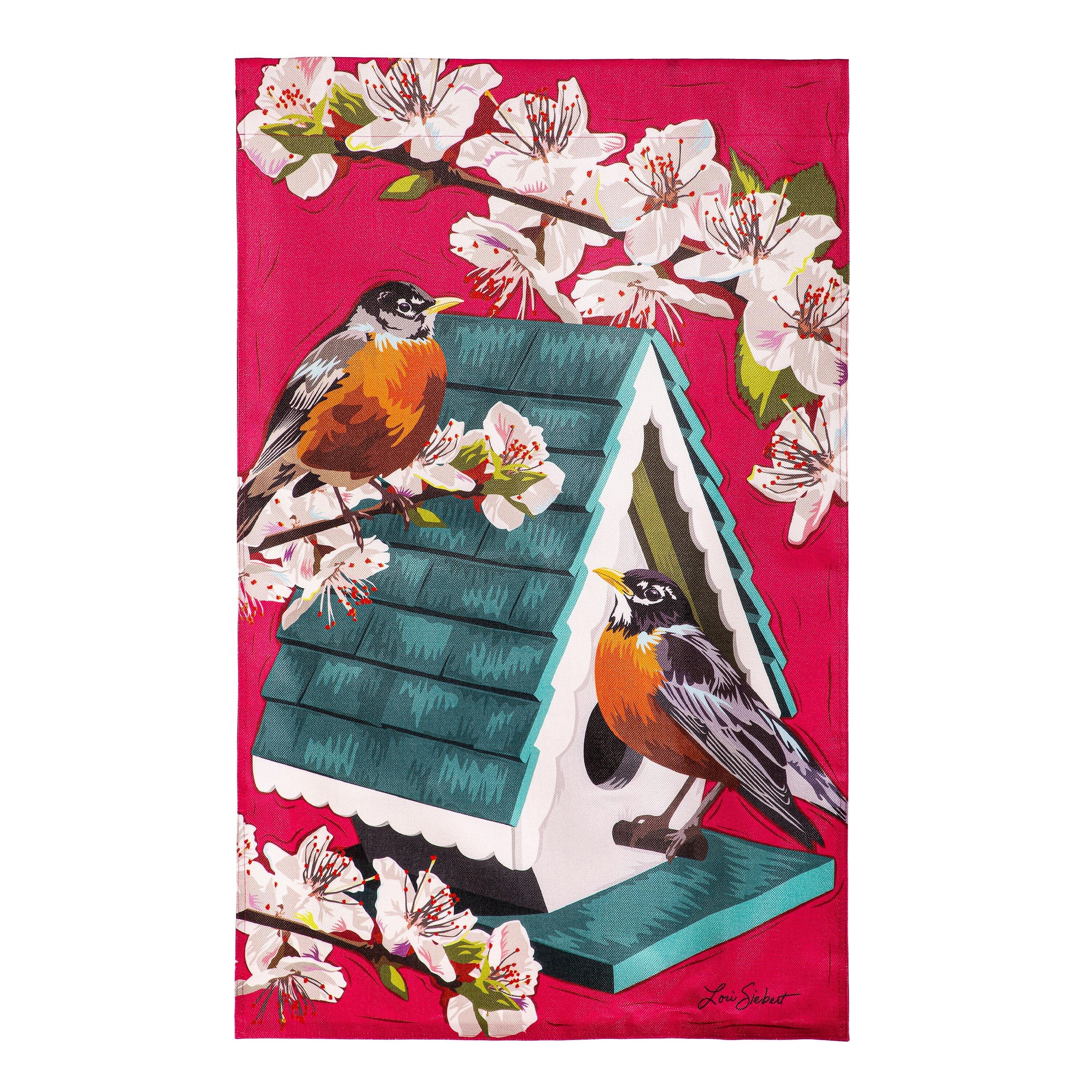 Cherry Blossoms & Friends Burlap House flag - Sports Gifts, Sports Memorabilia, Sports Collectibles, Fan Shop