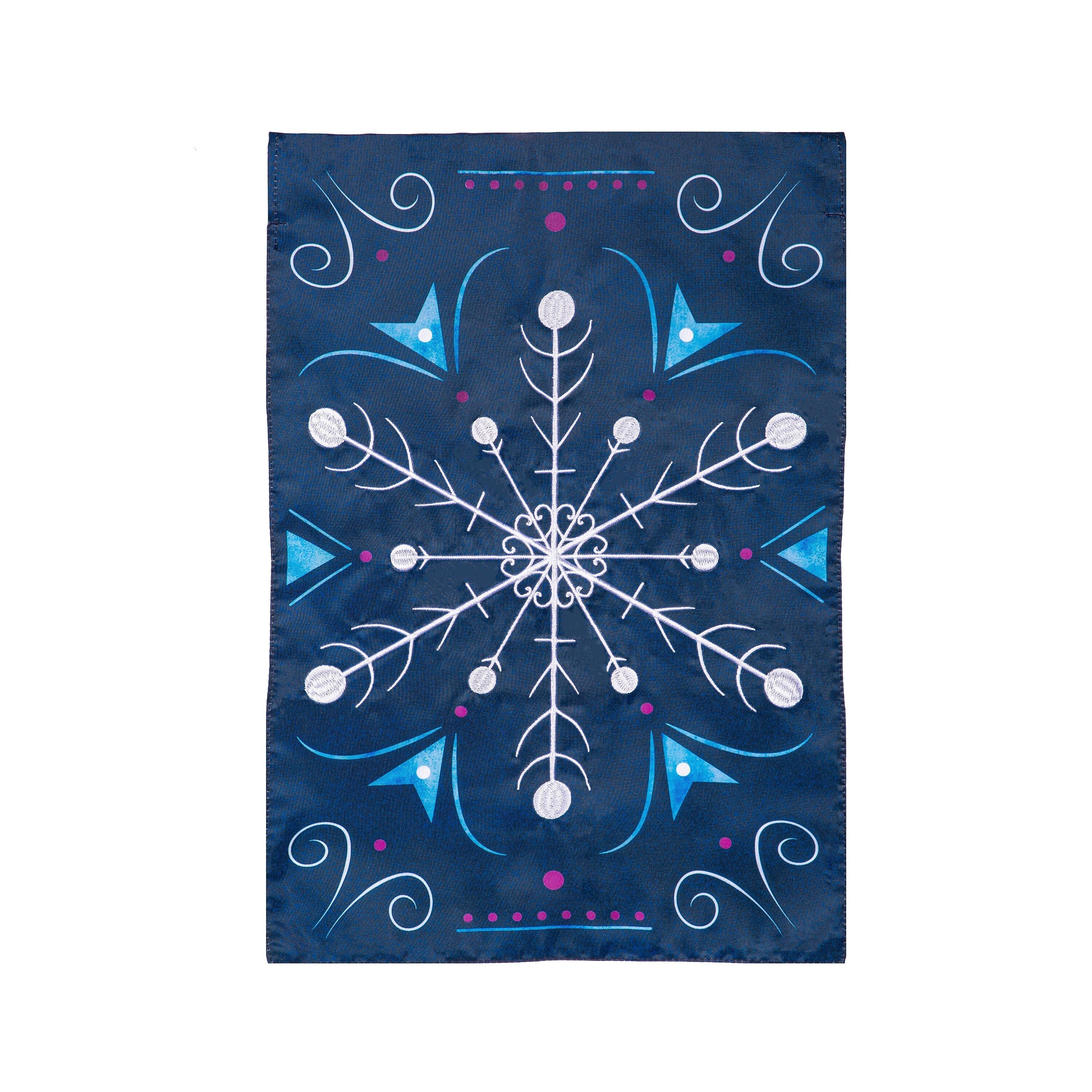 Blue Snowflake Applique Garden Flag - Sports Gifts, Sports Memorabilia, Sports Collectibles, Fan Shop