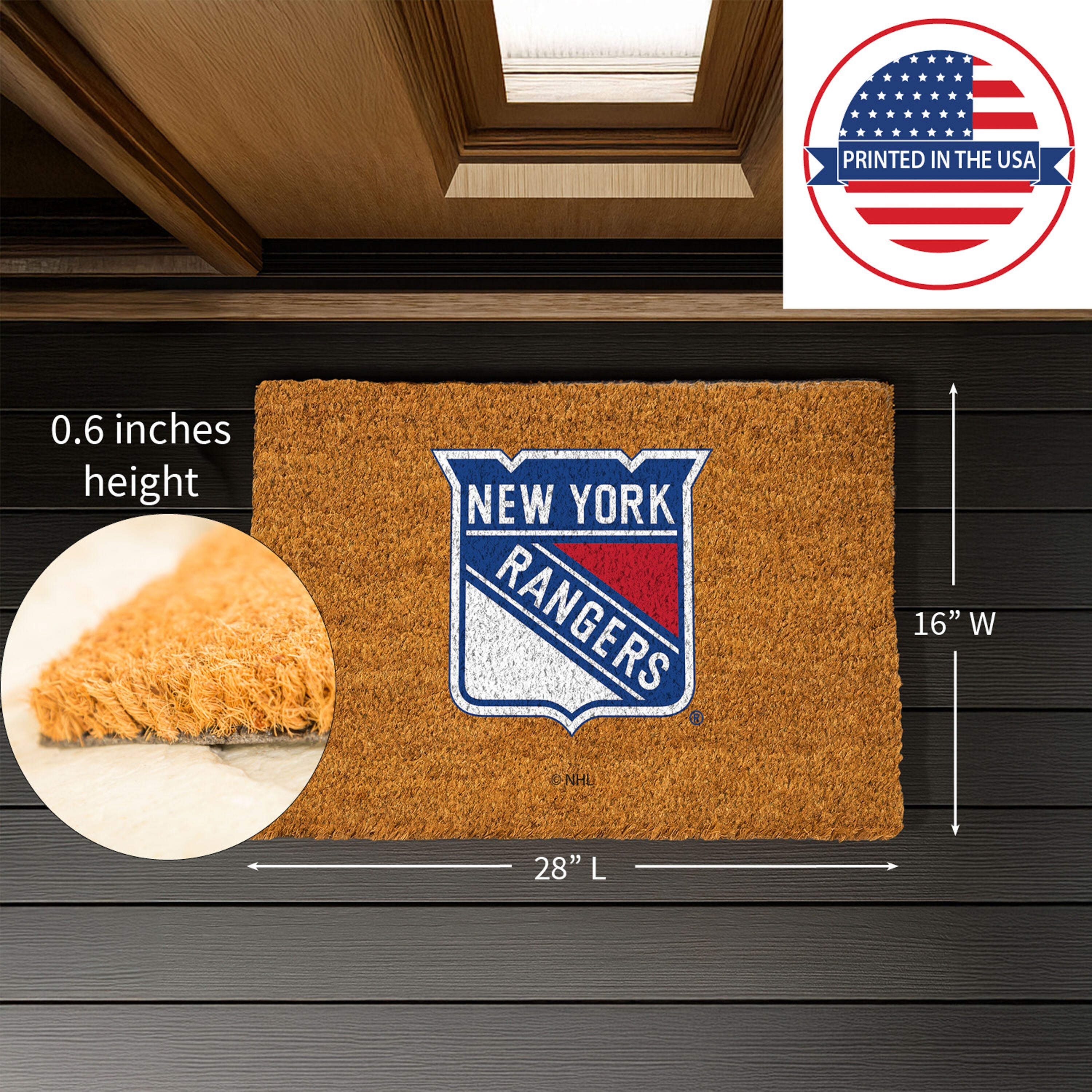 Coir Mat, 16"x28", New York Rangers - Sports Gifts, Sports Memorabilia, Sports Collectibles, Fan Shop