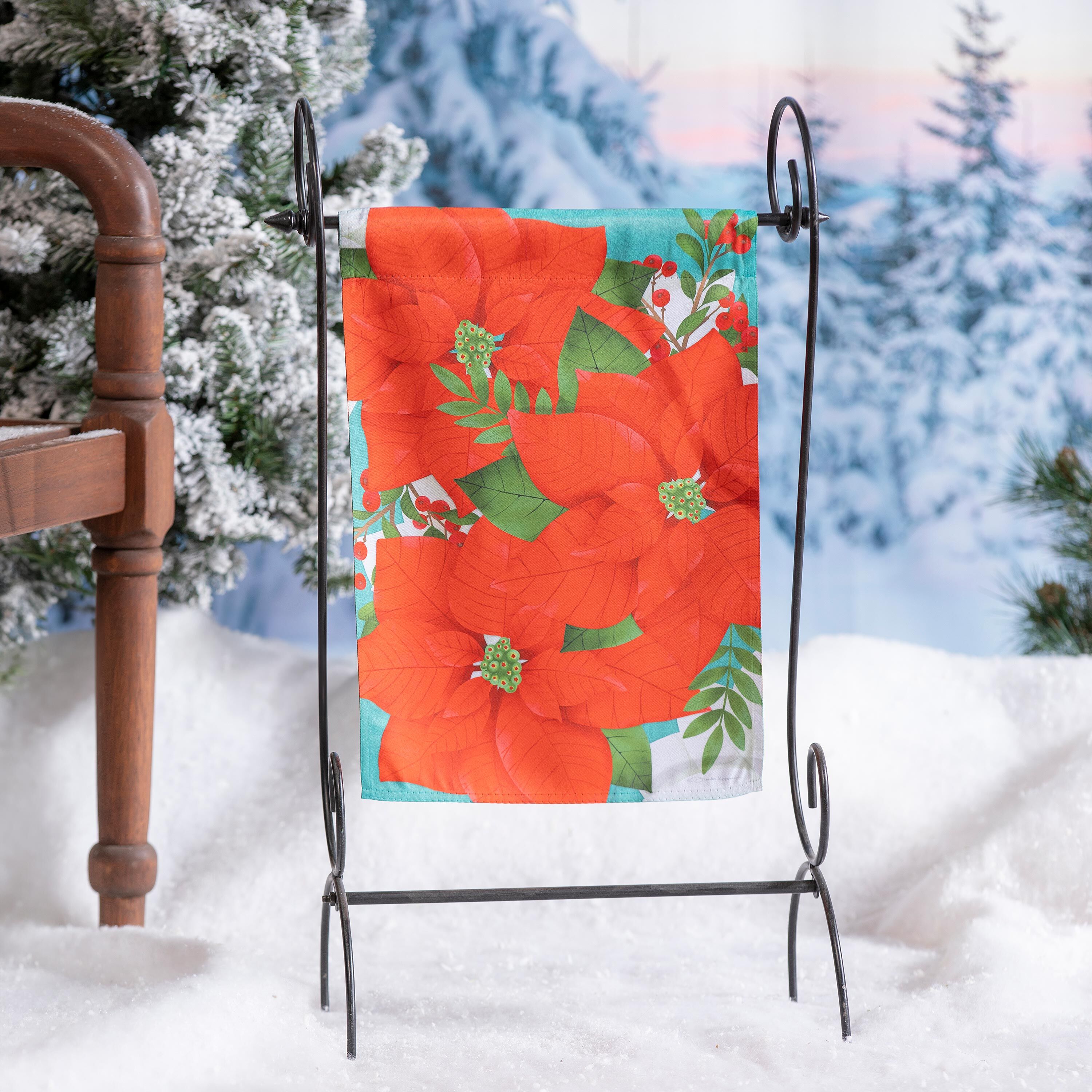 Poinsettia Suede Garden Flag - Sports Gifts, Sports Memorabilia, Sports Collectibles, Fan Shop