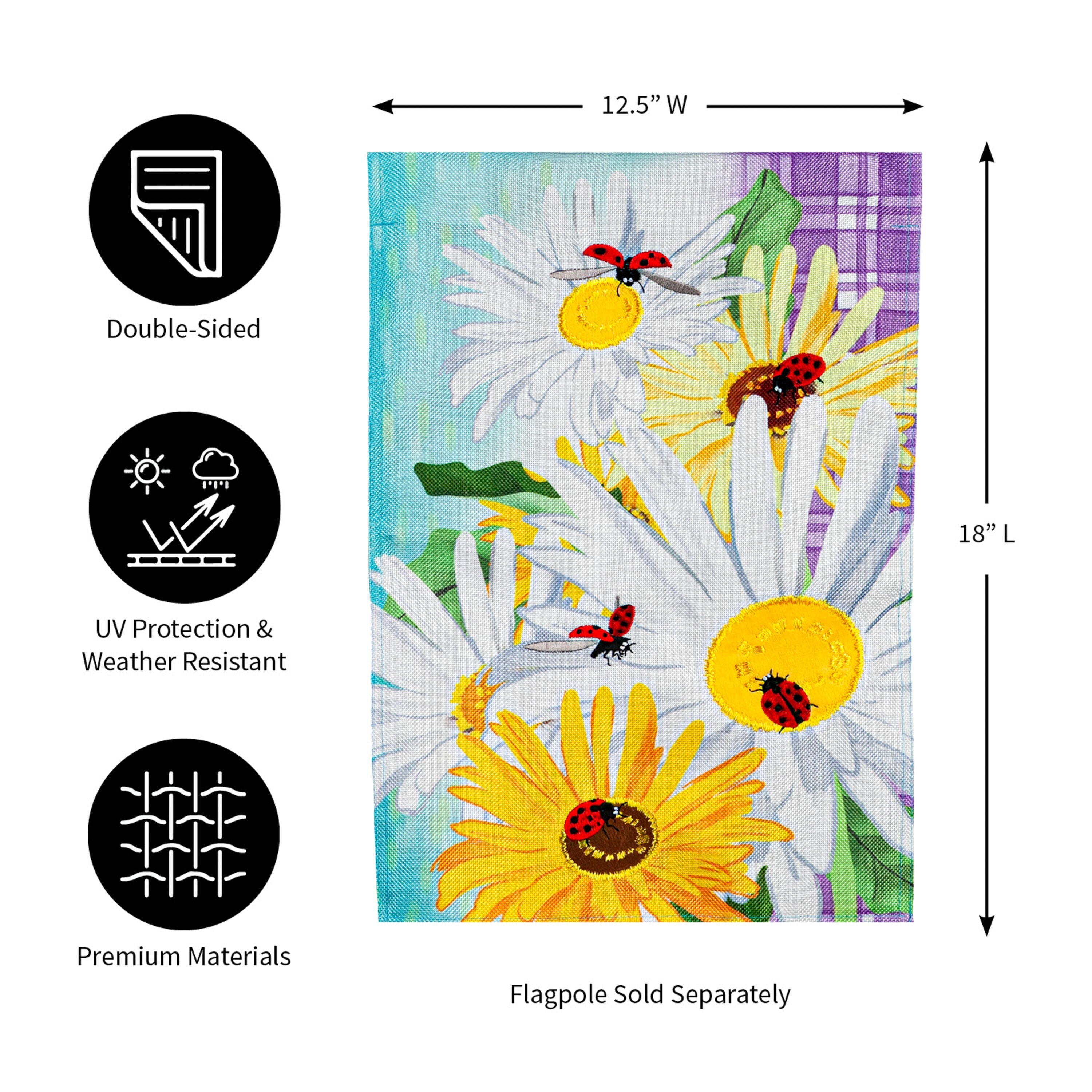 Daisy and Ladybug Field Garden Burlap Flag - Sports Gifts, Sports Memorabilia, Sports Collectibles, Fan Shop