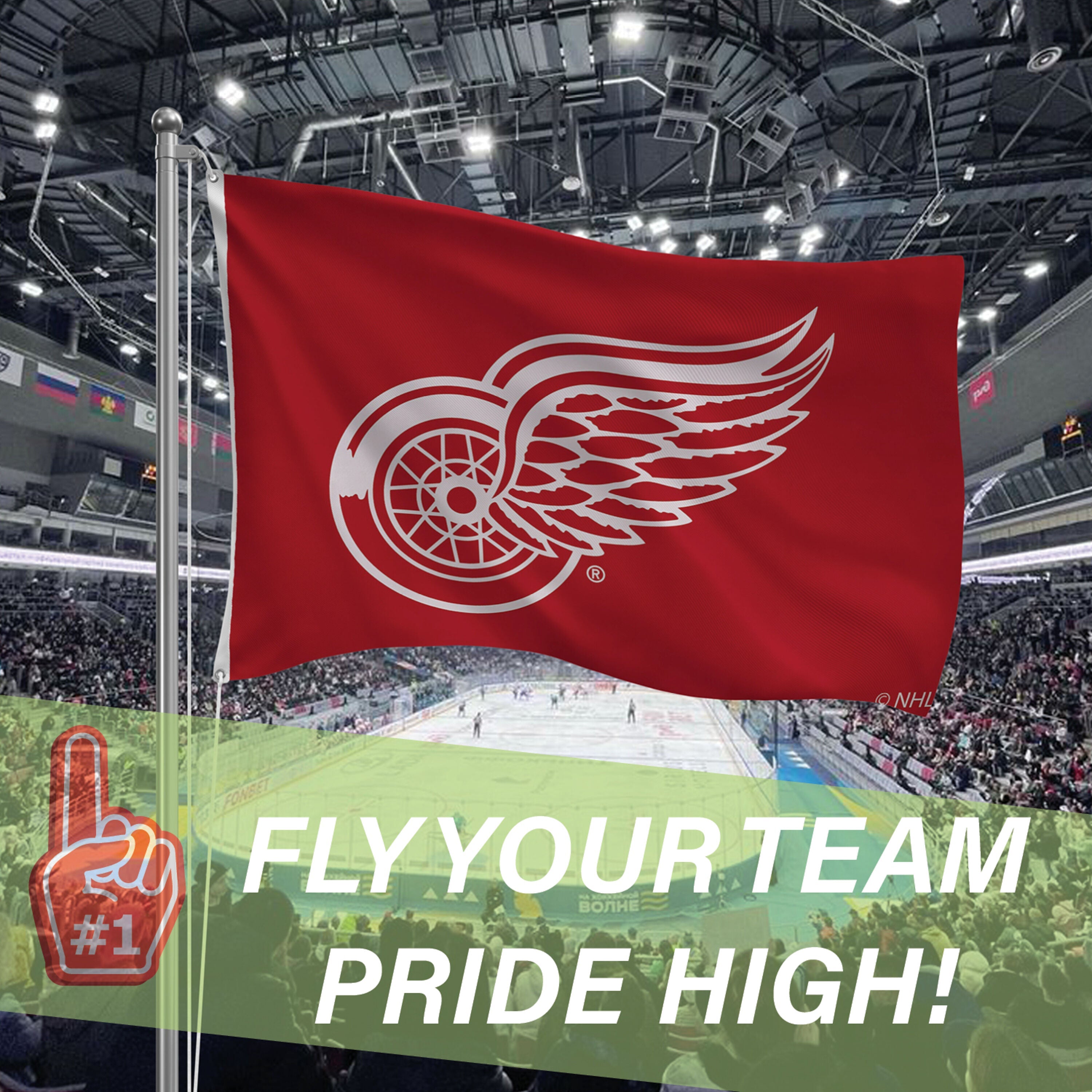 Detroit Red Wings Single Sided Estate Flag with 2 Grommets, 3'x5'