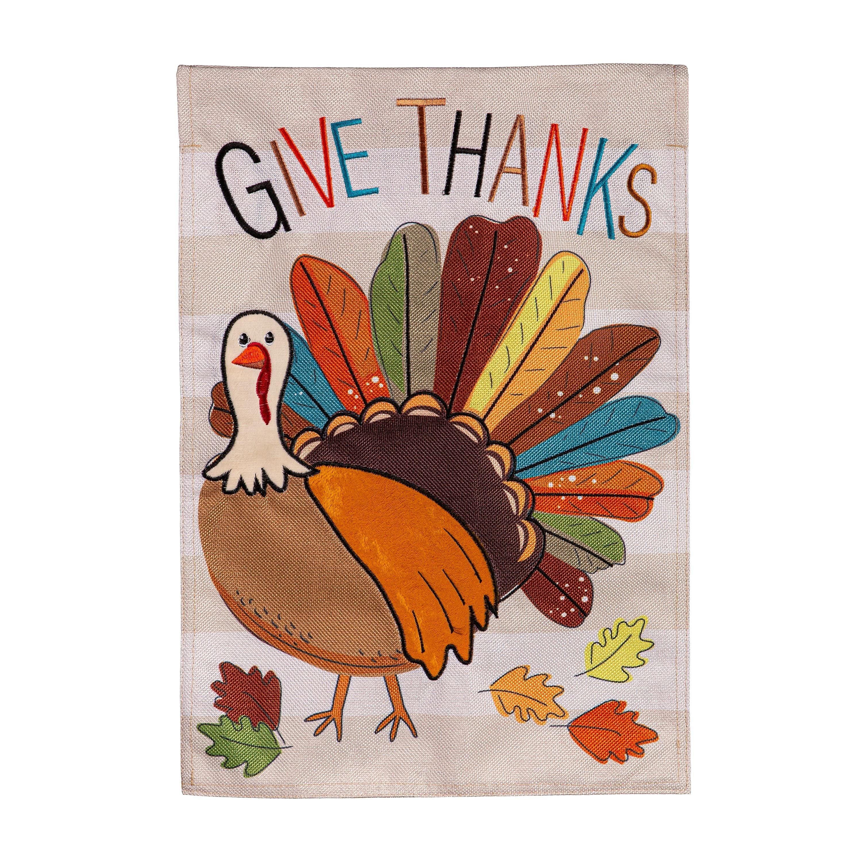 Tom Turkey Thanksgiving Burlap Garden Flag