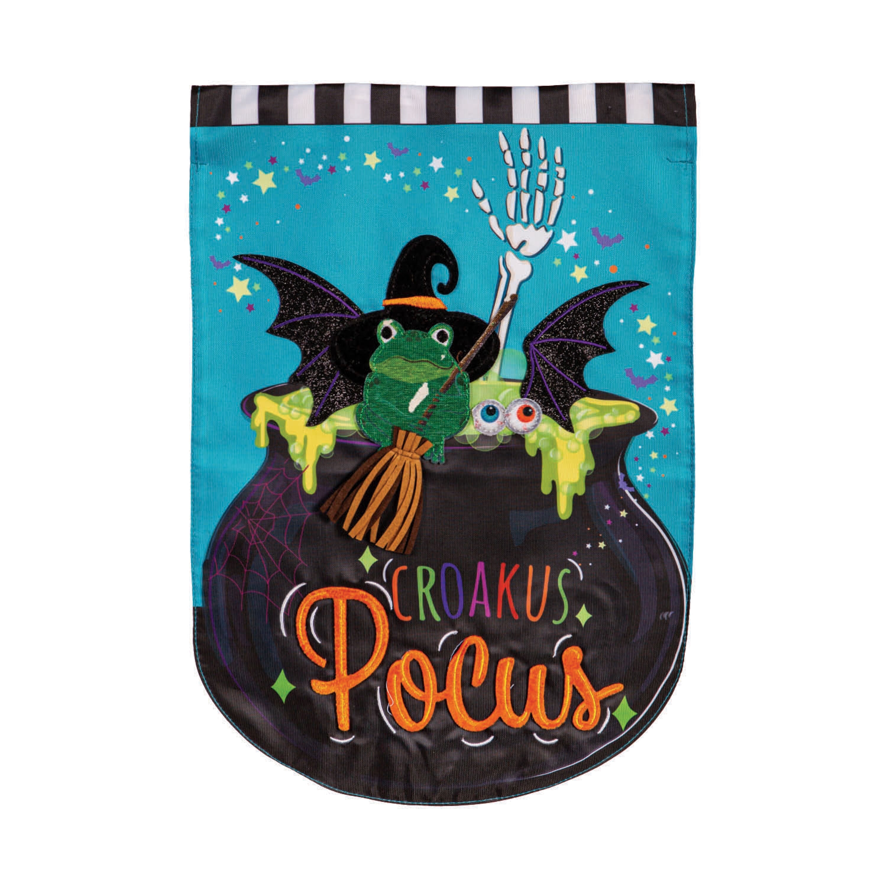 Croakus Pocus Applique Garden Flag