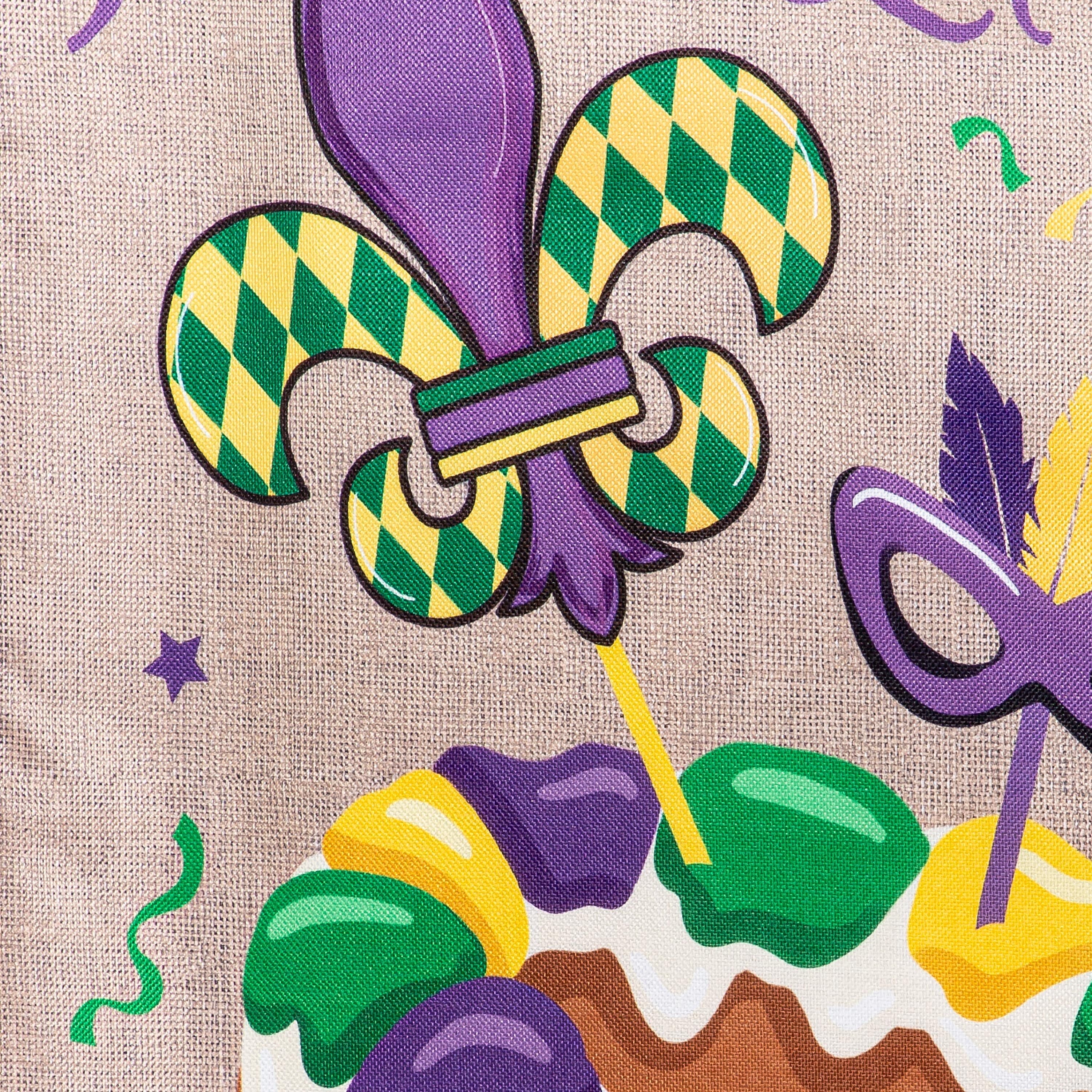 Mardi Gras Let Them Eat Cake Burlap House Flag - Sports Gifts, Sports Memorabilia, Sports Collectibles, Fan Shop