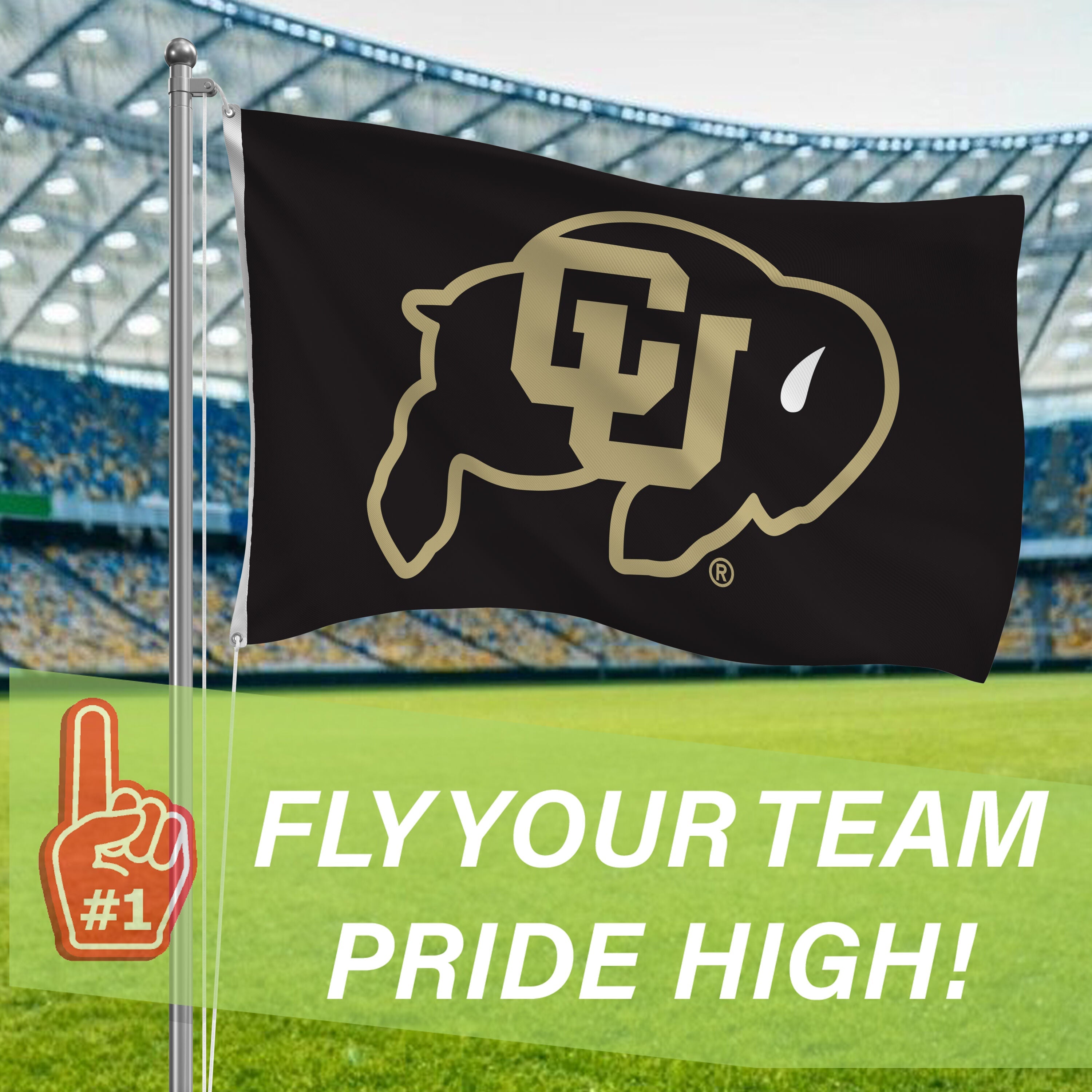 University of Colorado Single Sided Flag w/ 2 Grommets, 3'x5'