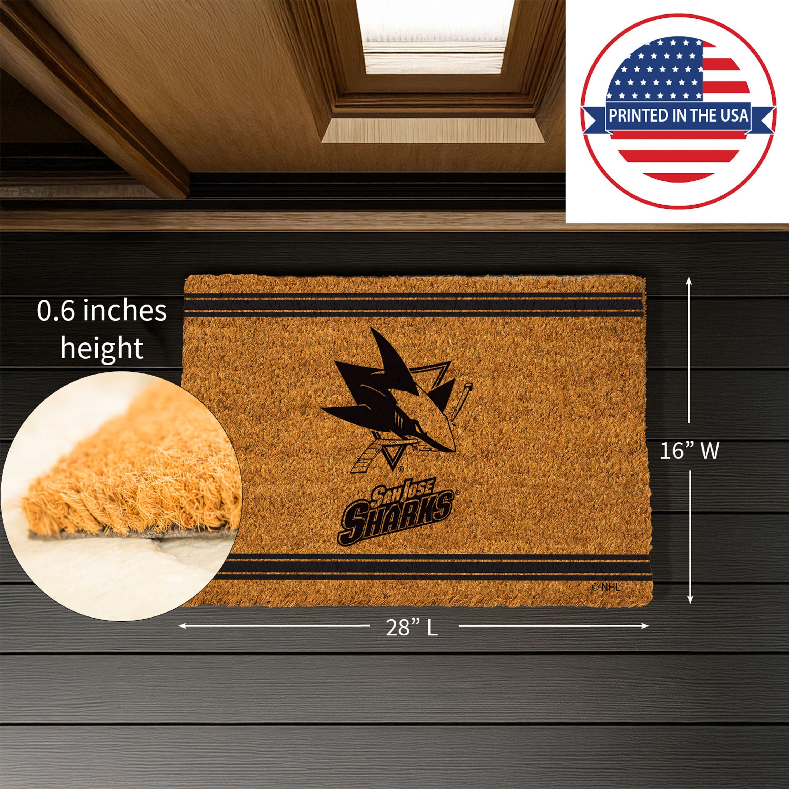 San Jose Sharks, Coir Mat 1C - Sports Gifts, Sports Memorabilia, Sports Collectibles, Fan Shop
