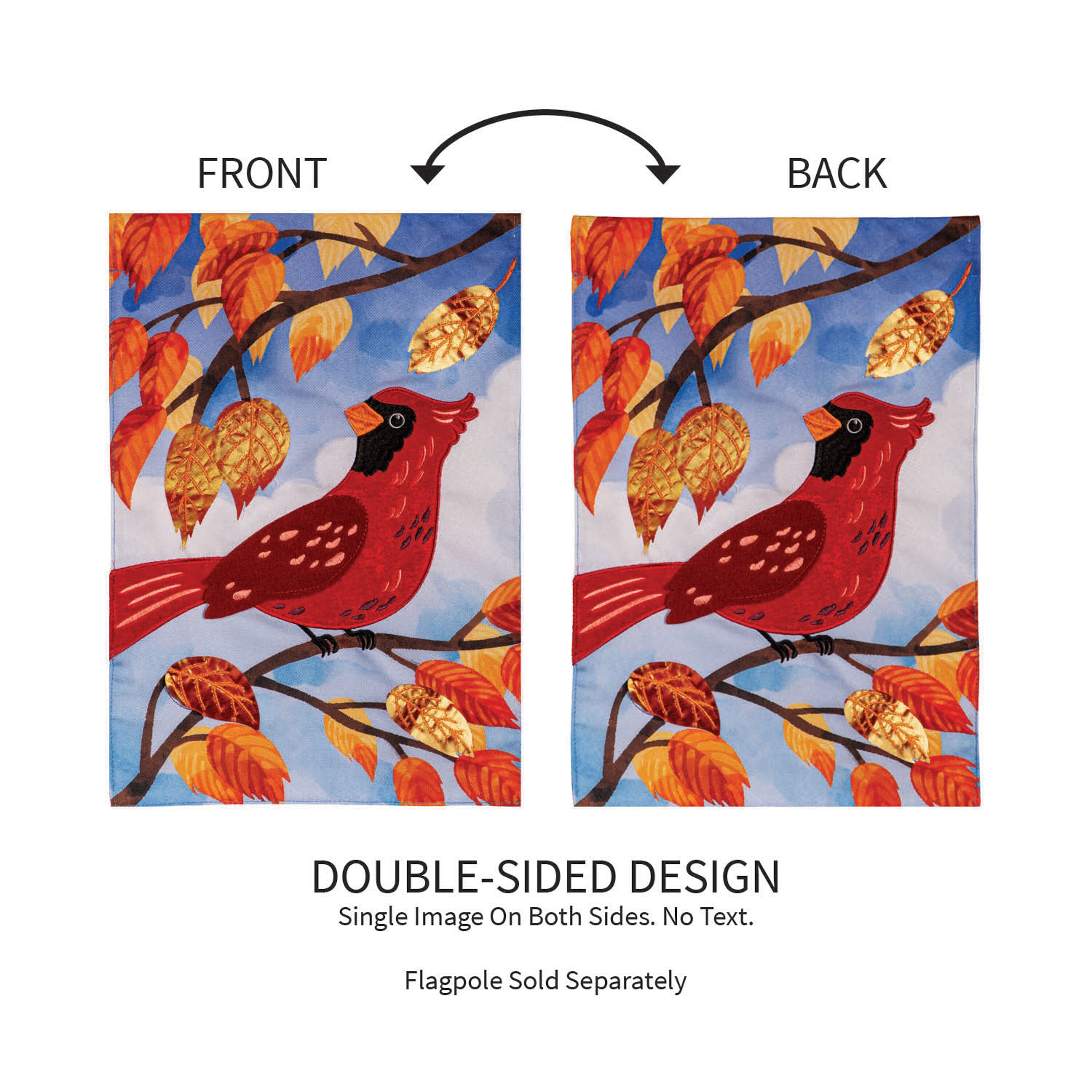 Cardinal in Fall Tree Applique Garden Flag - Sports Gifts, Sports Memorabilia, Sports Collectibles, Fan Shop