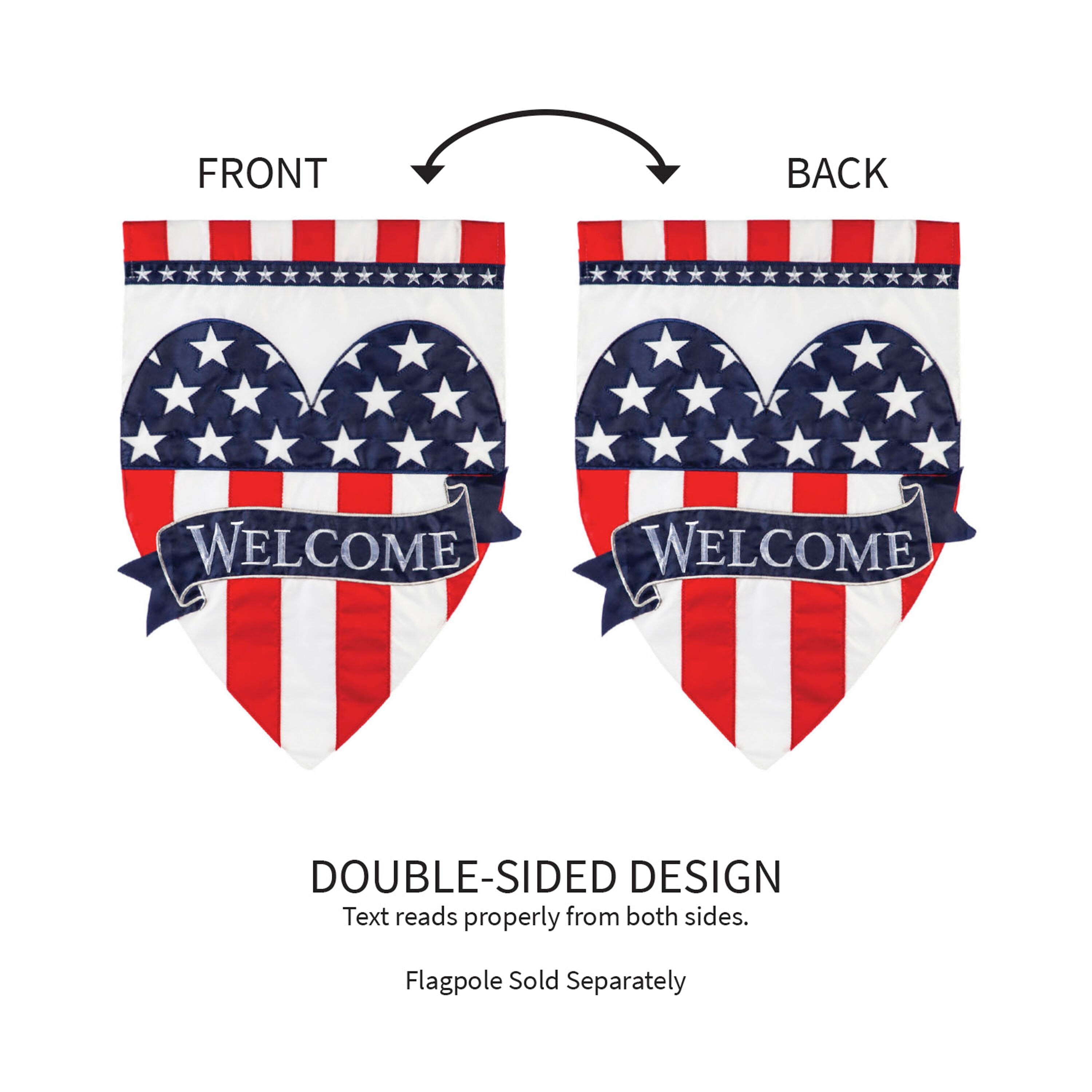 Patriotic Heart Garden Applique Flag - Sports Gifts, Sports Memorabilia, Sports Collectibles, Fan Shop
