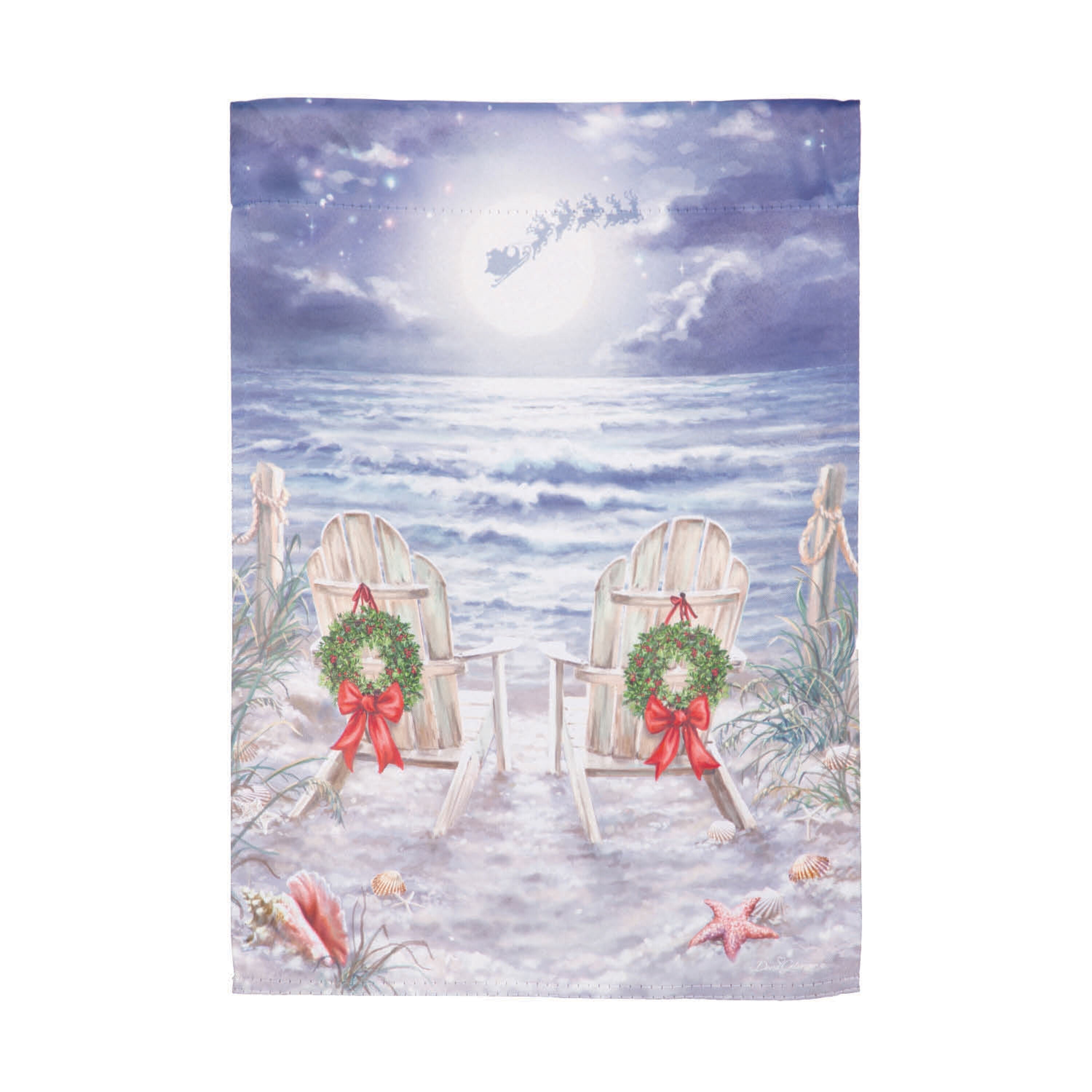 Christmas on the Beach Suede Garden Flag