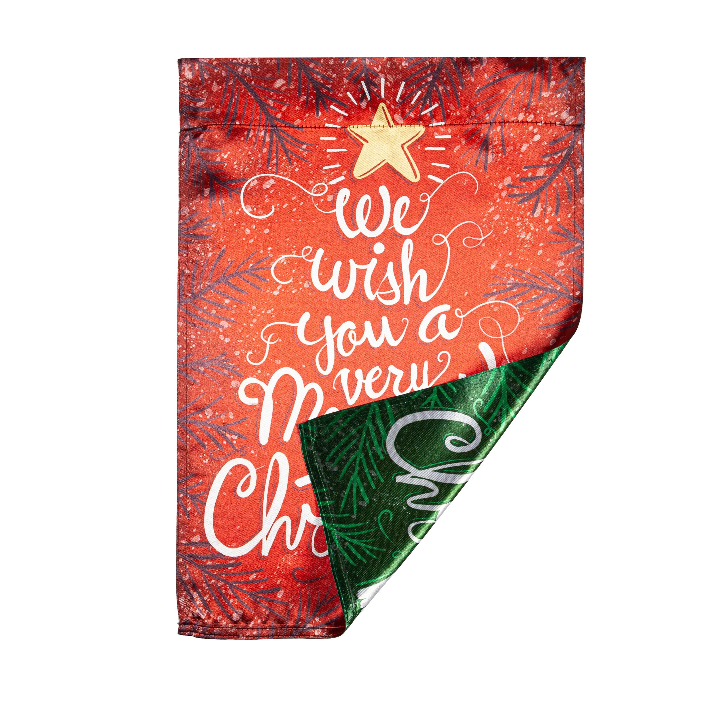 We Wish You a Merry Christmas Reversible Lustre Garden Flag - Sports Gifts, Sports Memorabilia, Sports Collectibles, Fan Shop