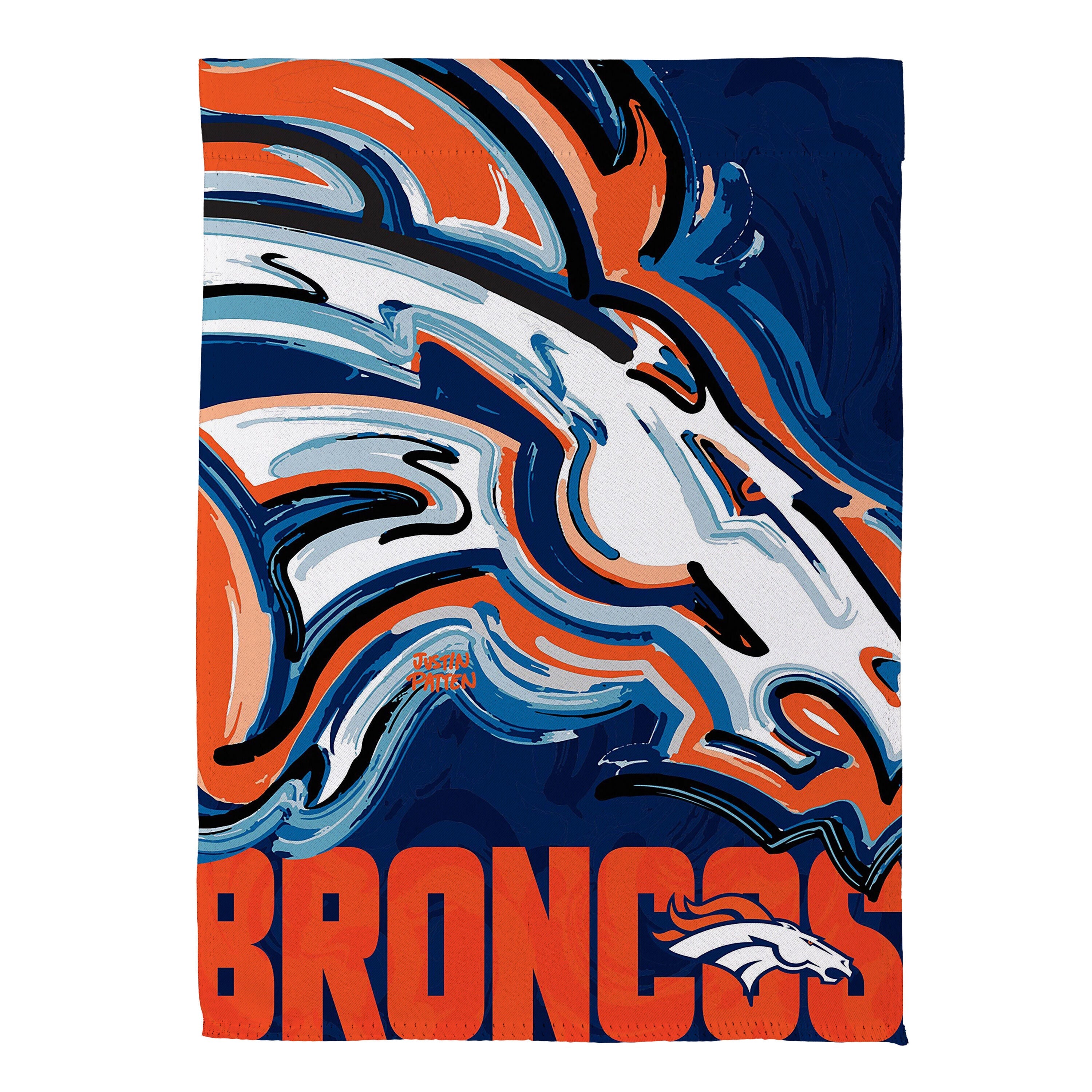 Denver Broncos Justin Patten Logo Suede Garden Flag - Sports Gifts, Sports Memorabilia, Sports Collectibles, Fan Shop