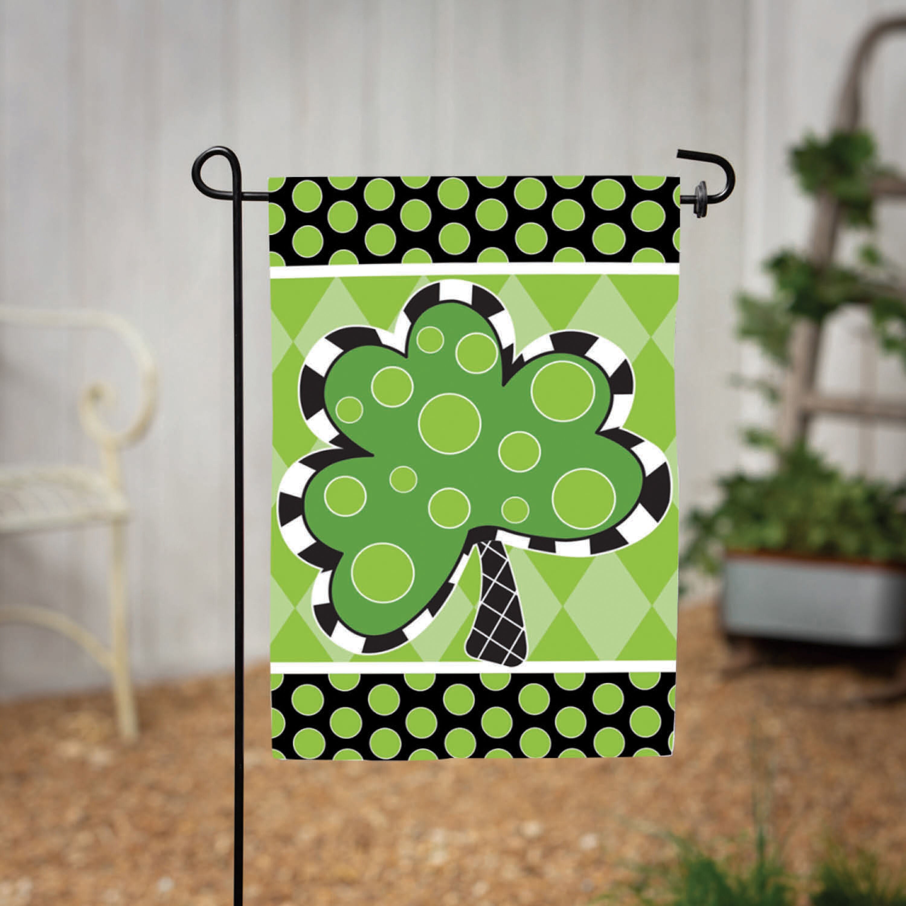 Patterned Shamrock Suede Garden Flag - Sports Gifts, Sports Memorabilia, Sports Collectibles, Fan Shop