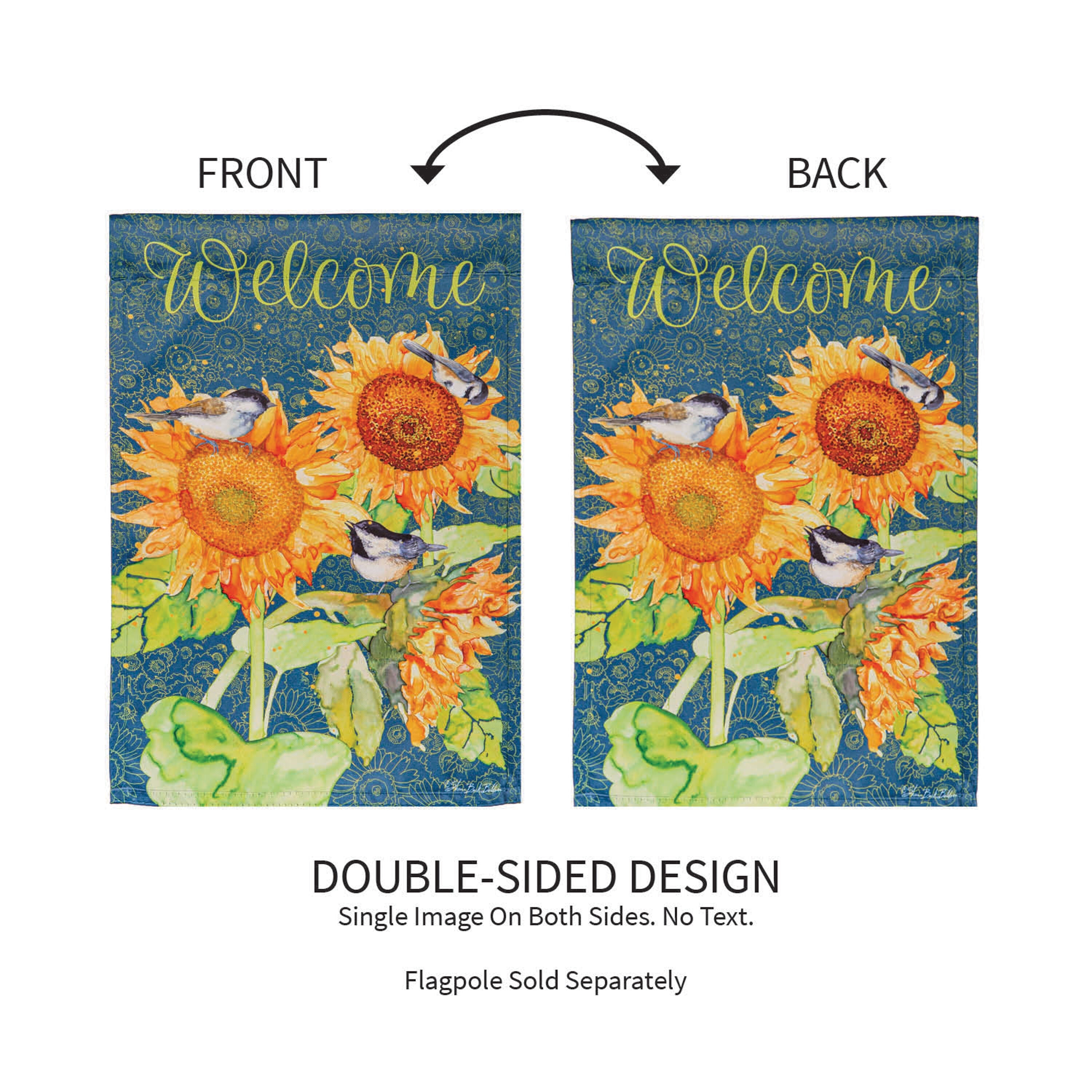 Sunflowers and Birdies Suede Garden Flag - Sports Gifts, Sports Memorabilia, Sports Collectibles, Fan Shop
