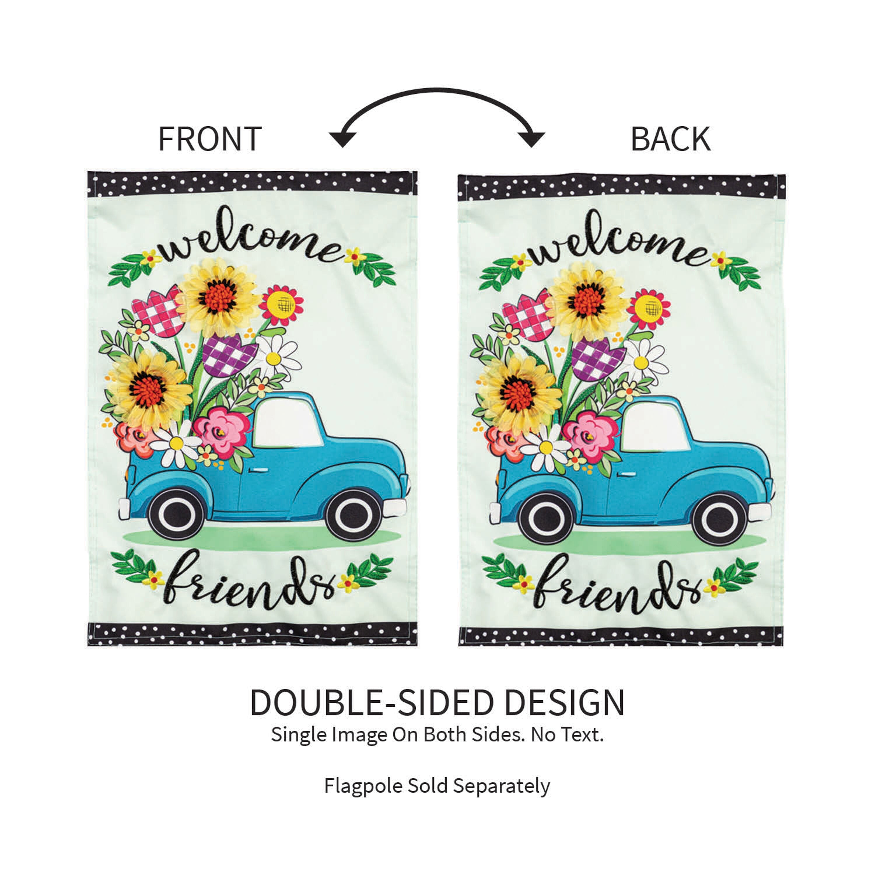Flower Truck Linen Garden Flag