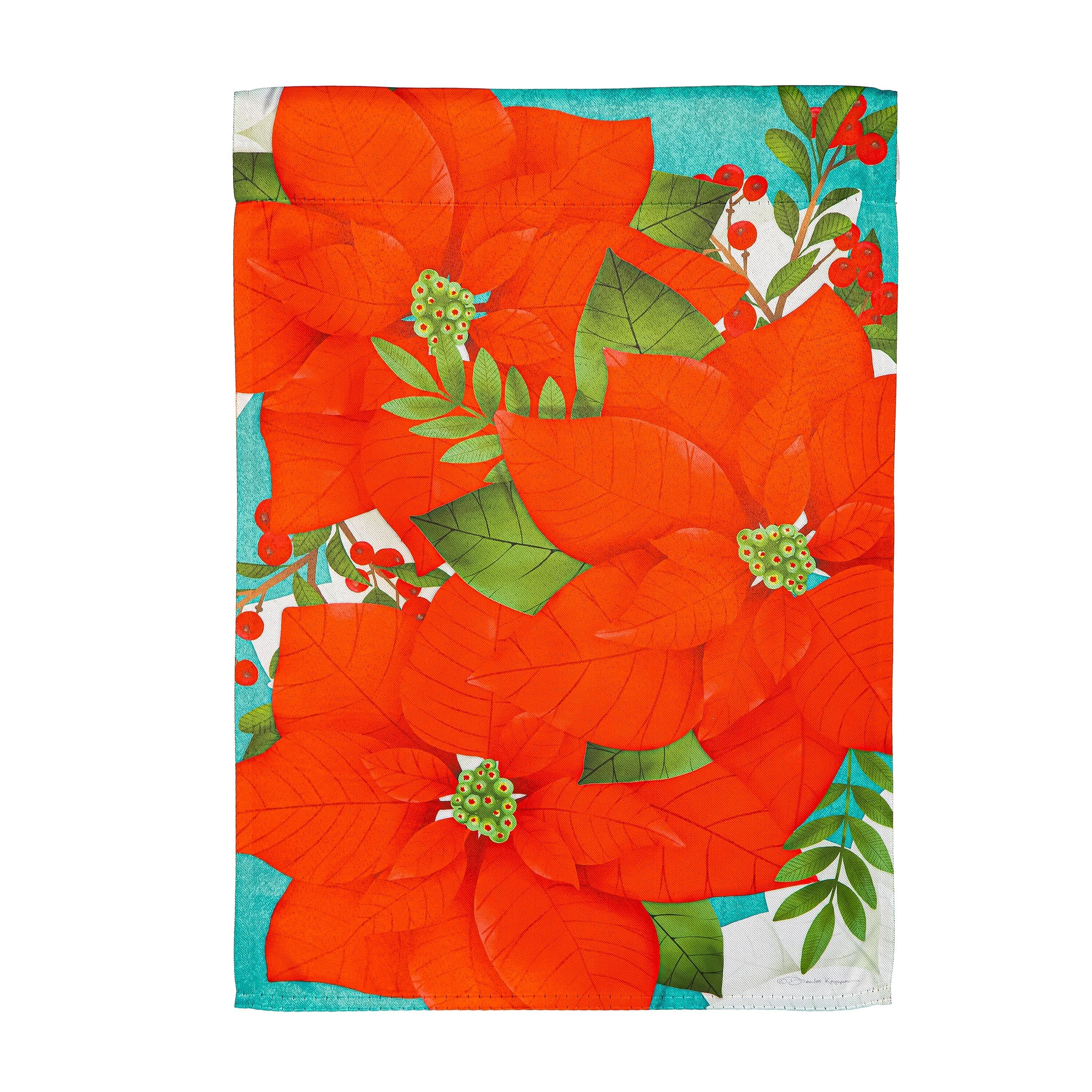 Poinsettia Suede Garden Flag - Sports Gifts, Sports Memorabilia, Sports Collectibles, Fan Shop