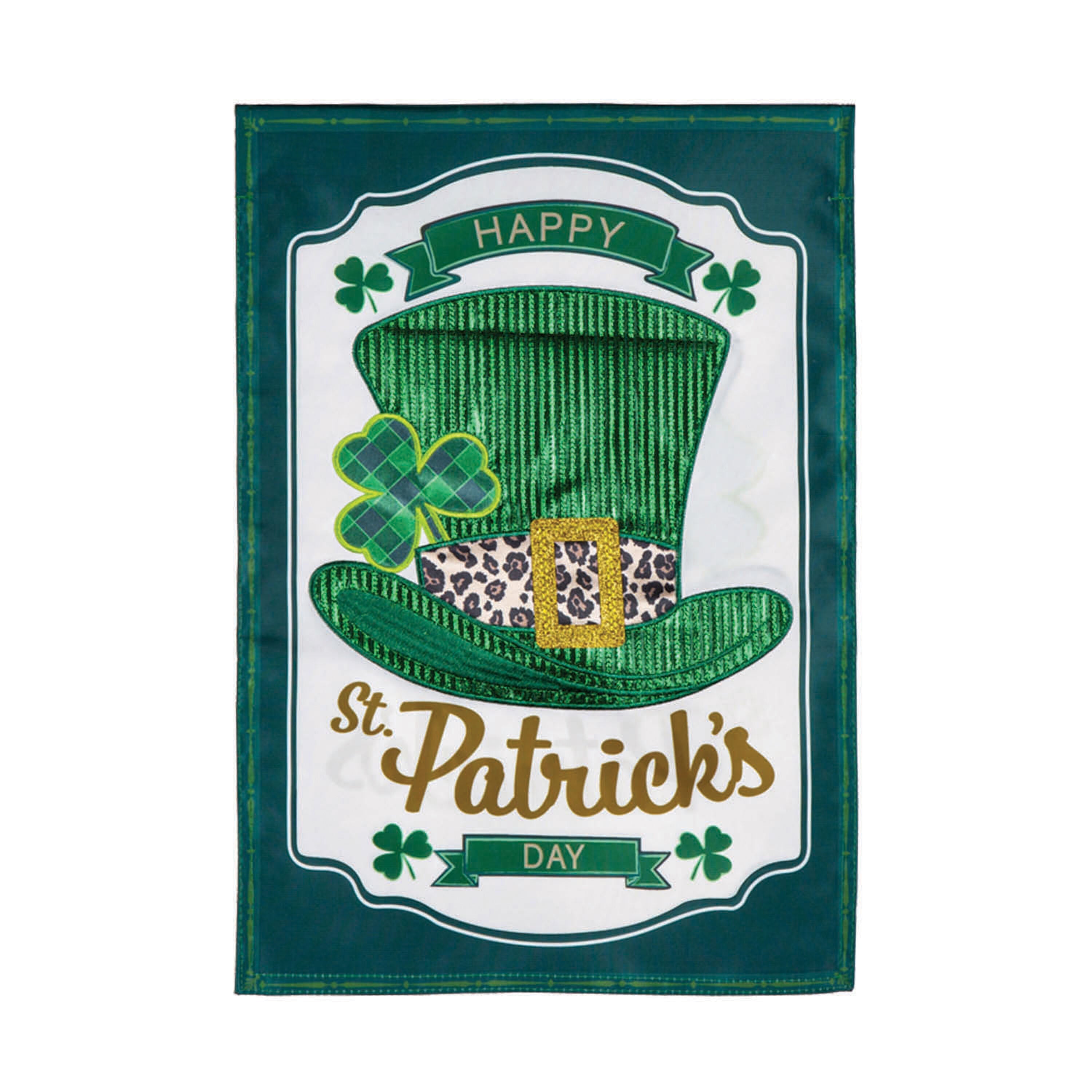 St. Patrick's Day Top Hat Applique Garden Flag - Sports Gifts, Sports Memorabilia, Sports Collectibles, Fan Shop
