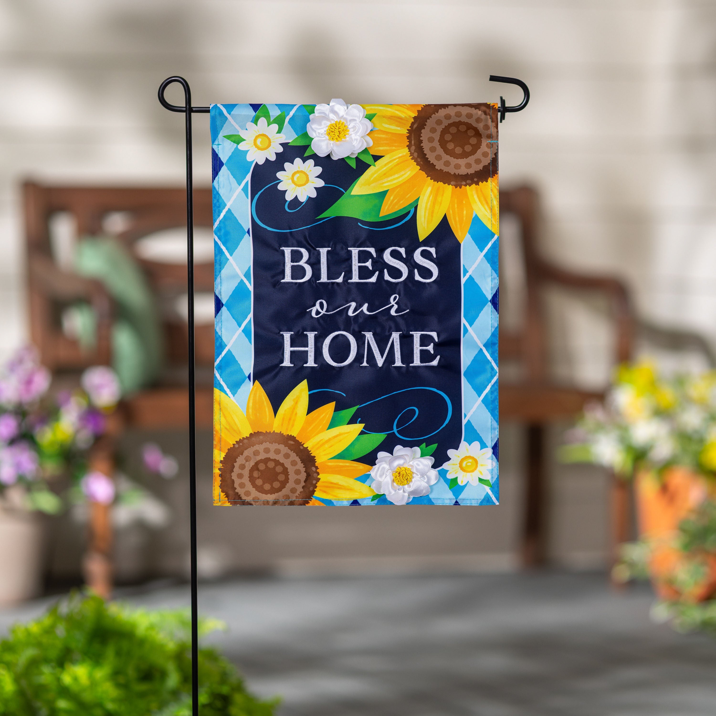 Bless Our Home Sunflowers Applique Garden Flag - Sports Gifts, Sports Memorabilia, Sports Collectibles, Fan Shop