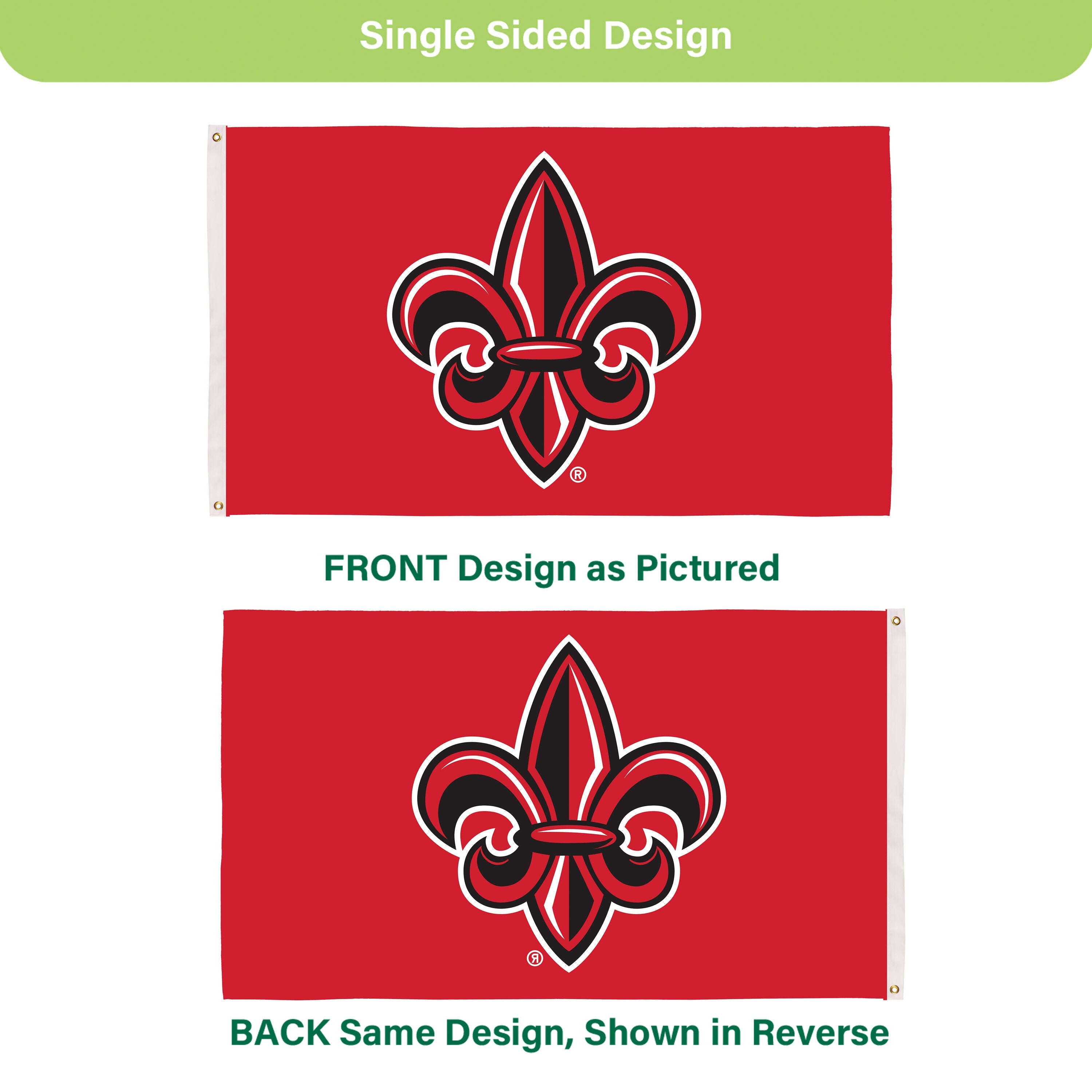 University of Louisana at Lafayette Single Sided Flag w/ 2 Grommets, 3'x5'