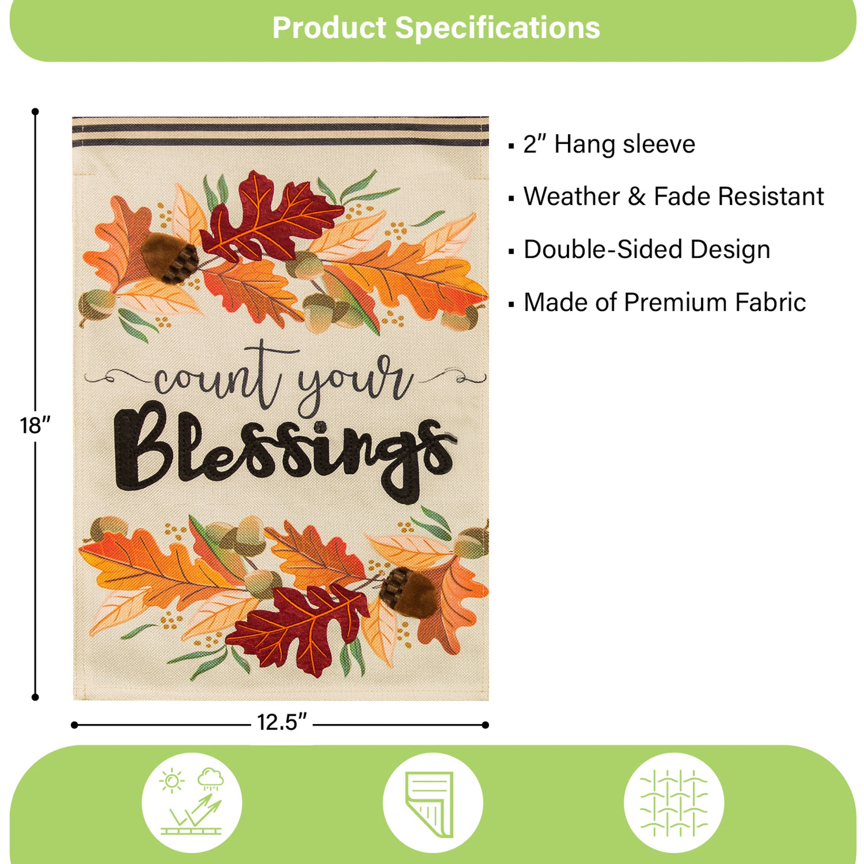Count Your Blessings Garden Burlap Flag - Sports Gifts, Sports Memorabilia, Sports Collectibles, Fan Shop